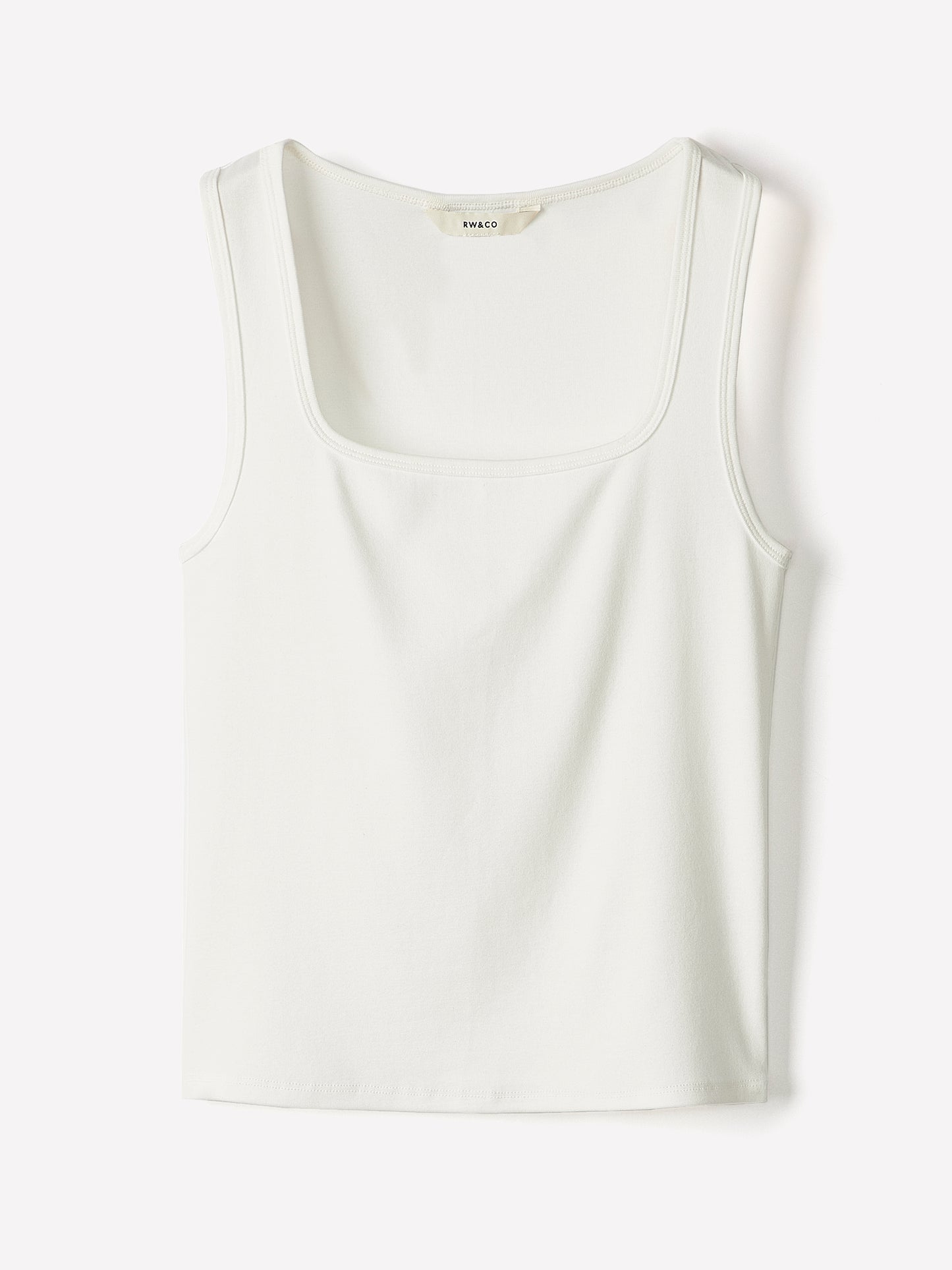 Knit Tank Top Square Neck Cotton Blend