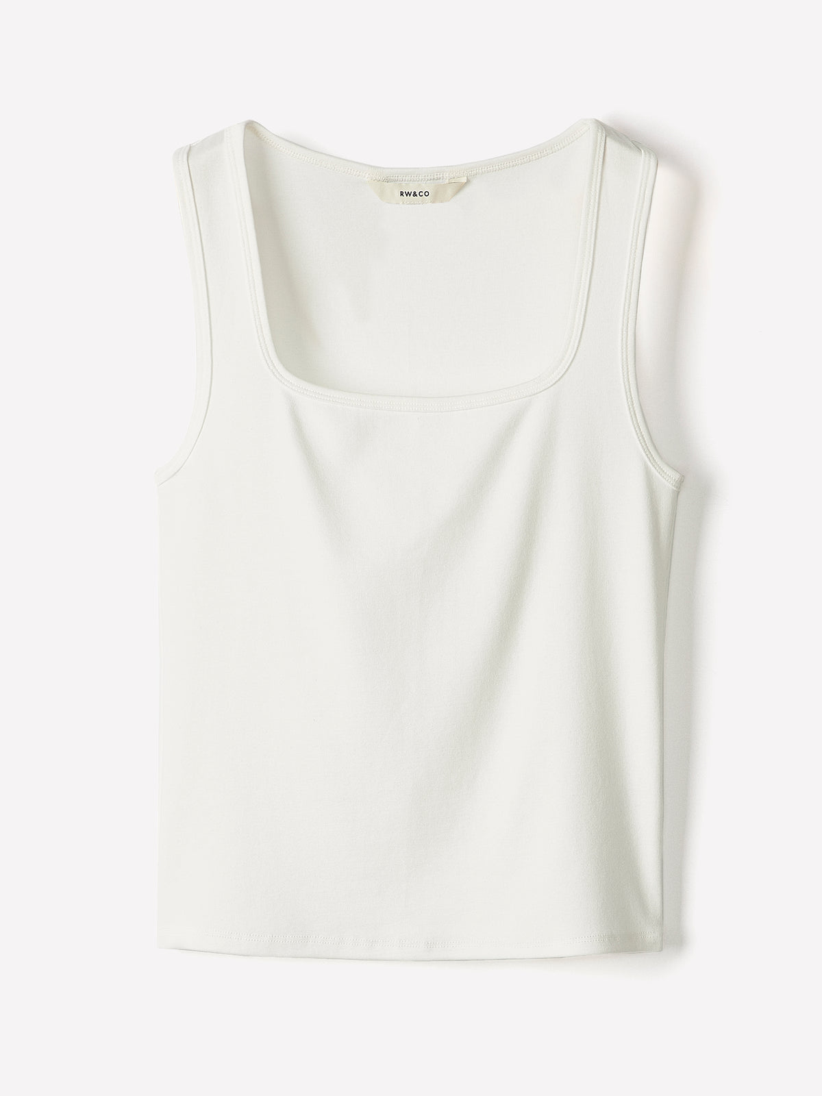 Knit Tank Top Square Neck Cotton Blend