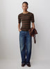 Fitted Ladies Knit Pullover Crew Neck T-Shirt