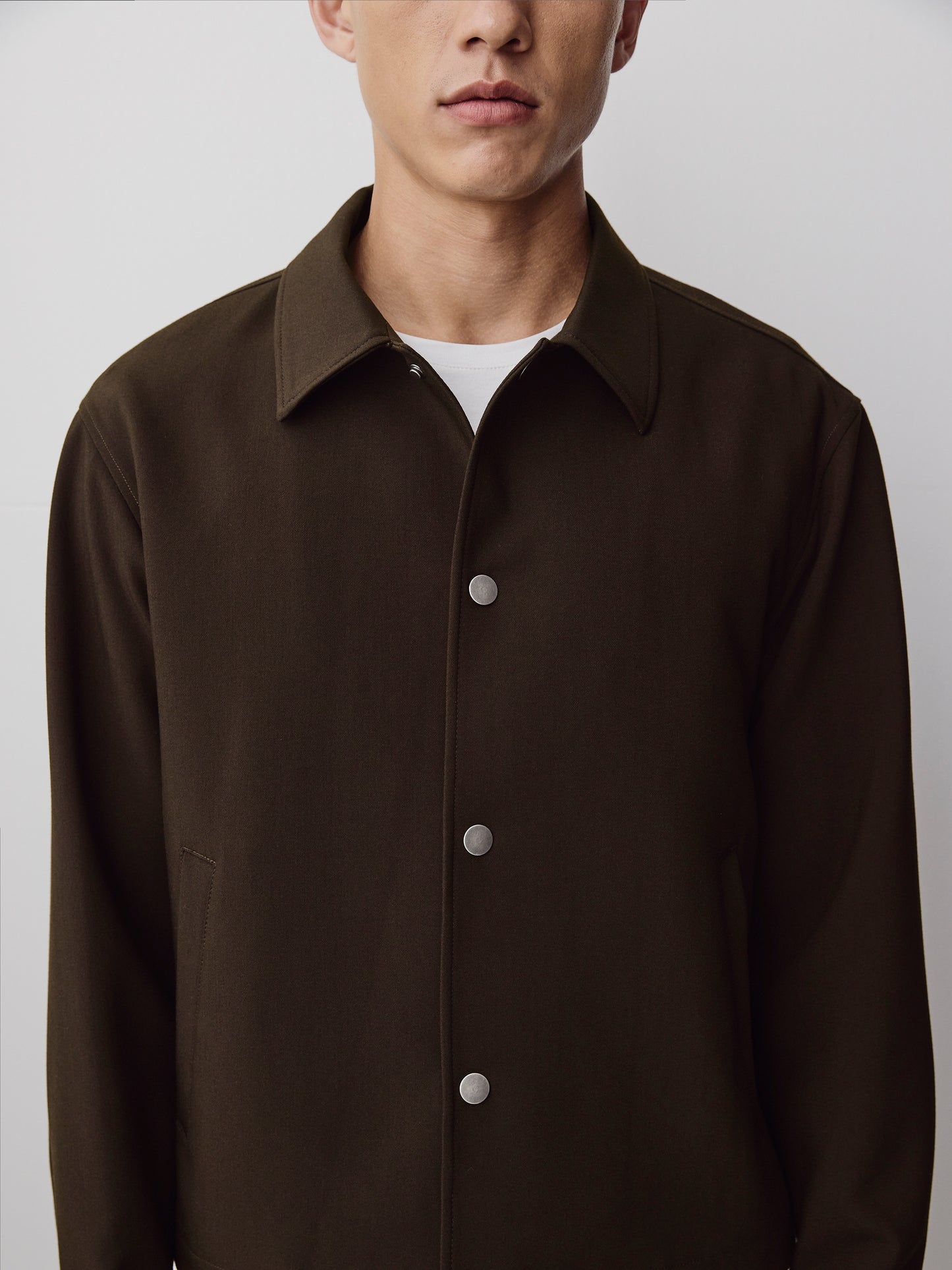 Men's Woven Jacket with Snap Closure