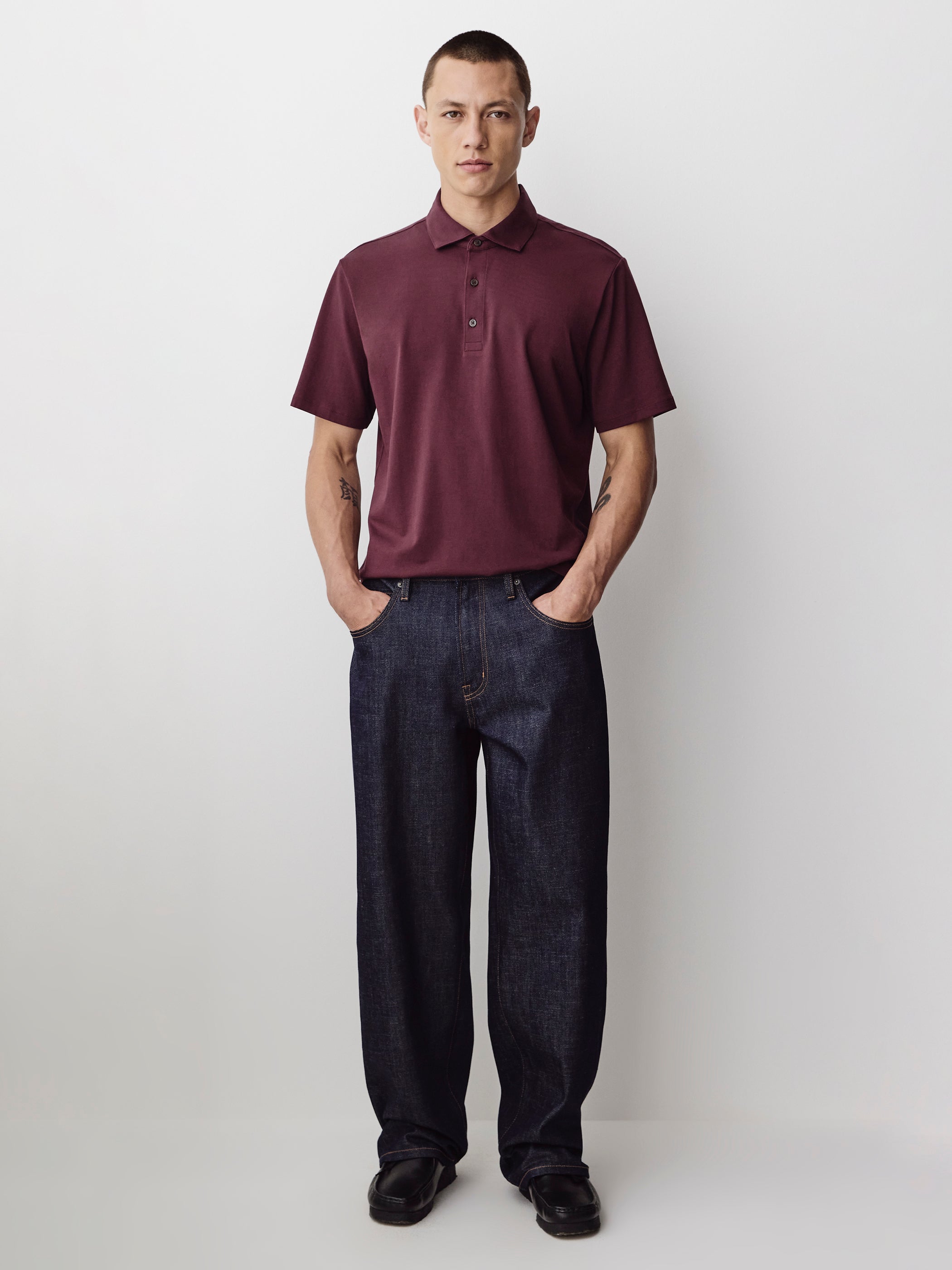 Men's Knit Tailored Collar Polo Shirt Supima Cotton