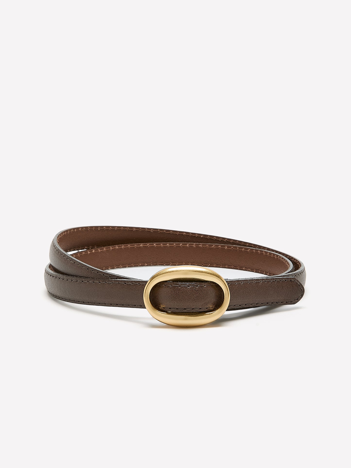 Thin Leather Belt with Sliding Buckle