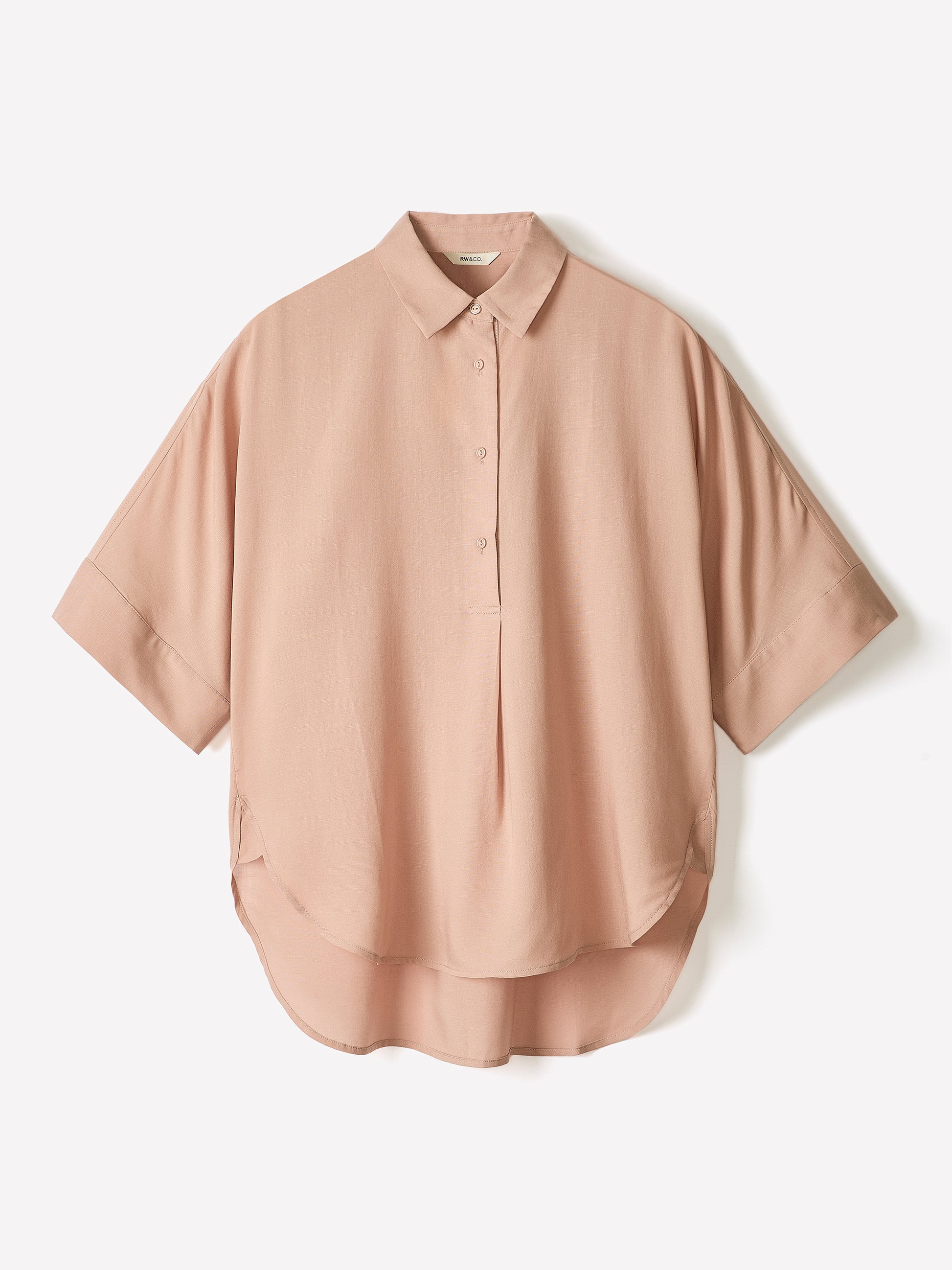Short-Sleeve Blouse with Shirt Collar