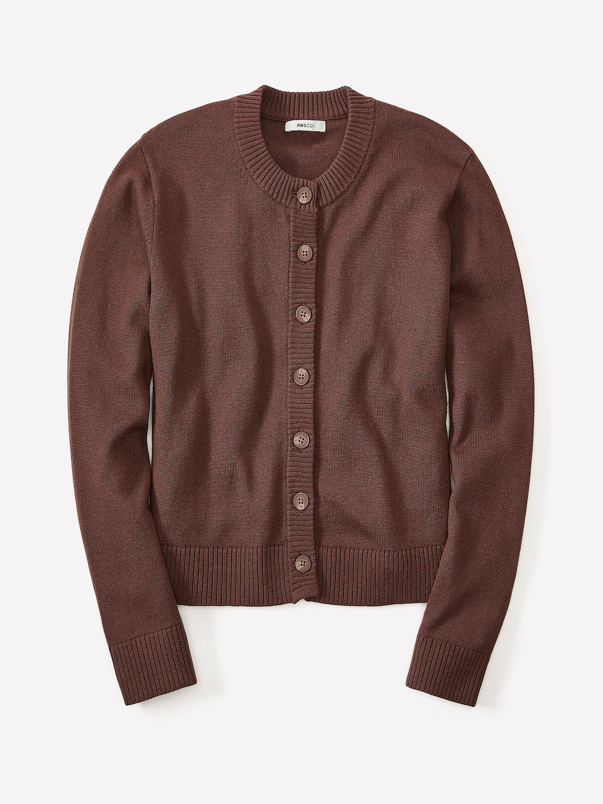 Wool-Blend Long-Sleeve Crew-Neck Cardigan