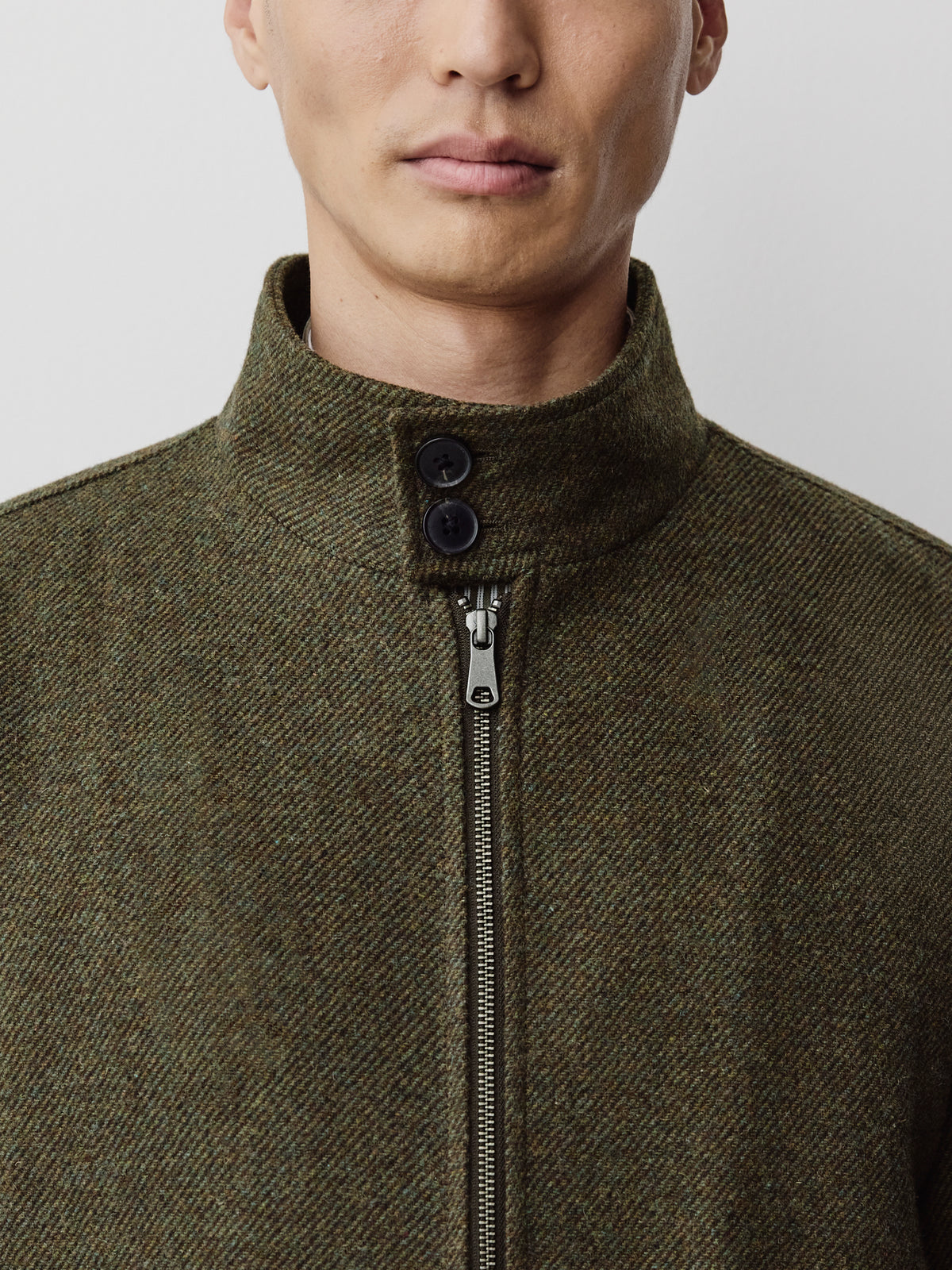 Wool Blend Short Jacket Green