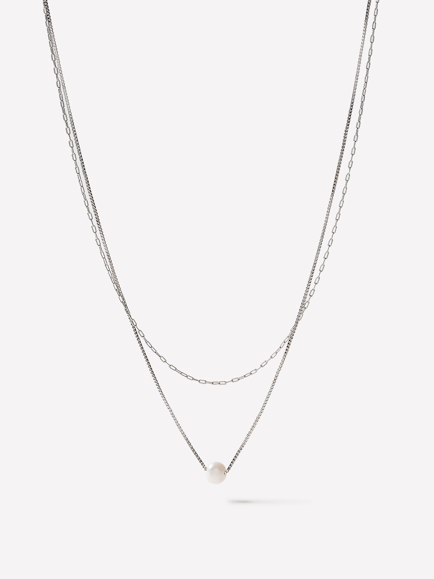 Necklace Multi Row Freshwater Pearl Metal