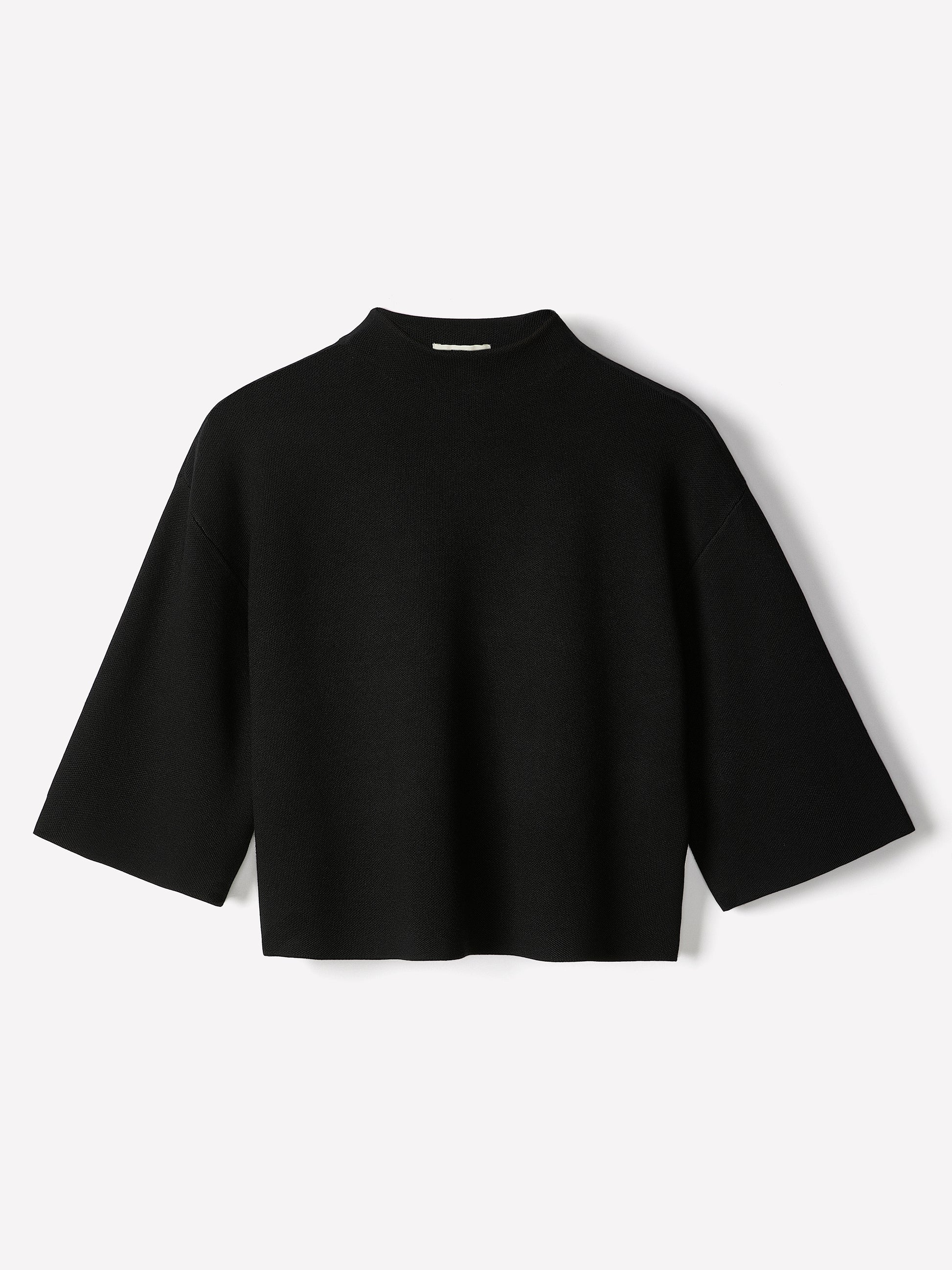 Mock-Neck Sweater with Bell Elbow Sleeves