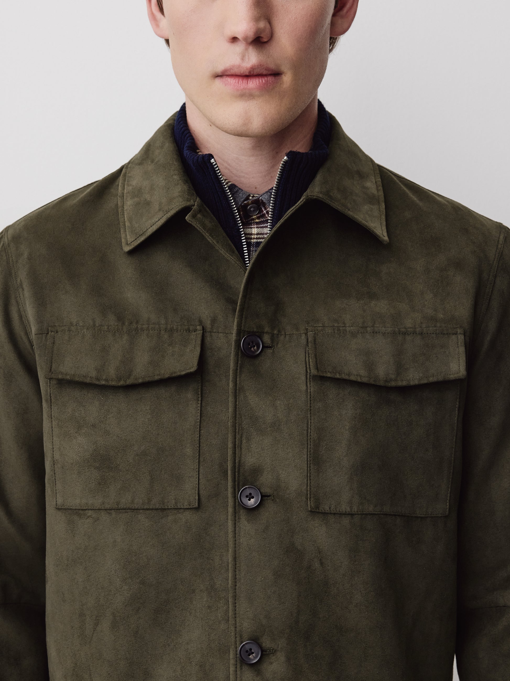 Woven Faux Suede Shacket Jacket