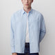 Men's Woven Tailored Collar Shirt Long Sleeve Light Blue Stripe