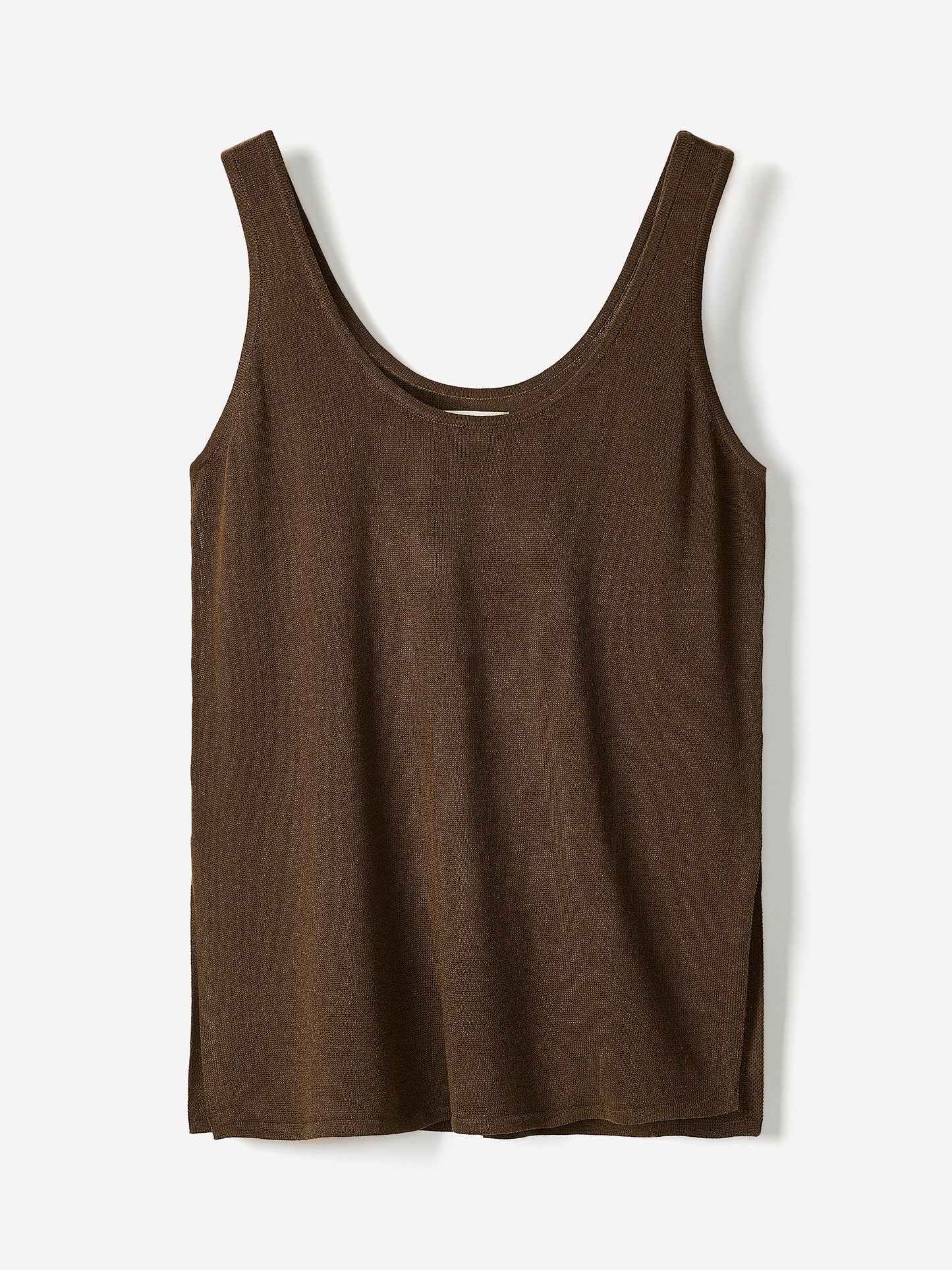 Linen-Blend U-Neck Loose Tank