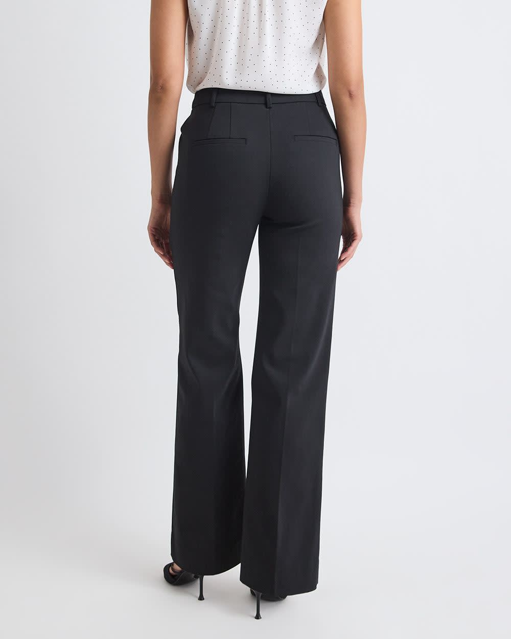 Pantalon Indispensable Signature à Jambe Large et Taille Haute