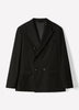 Men's Straight Fit Black Double Breasted Woven Blazer
