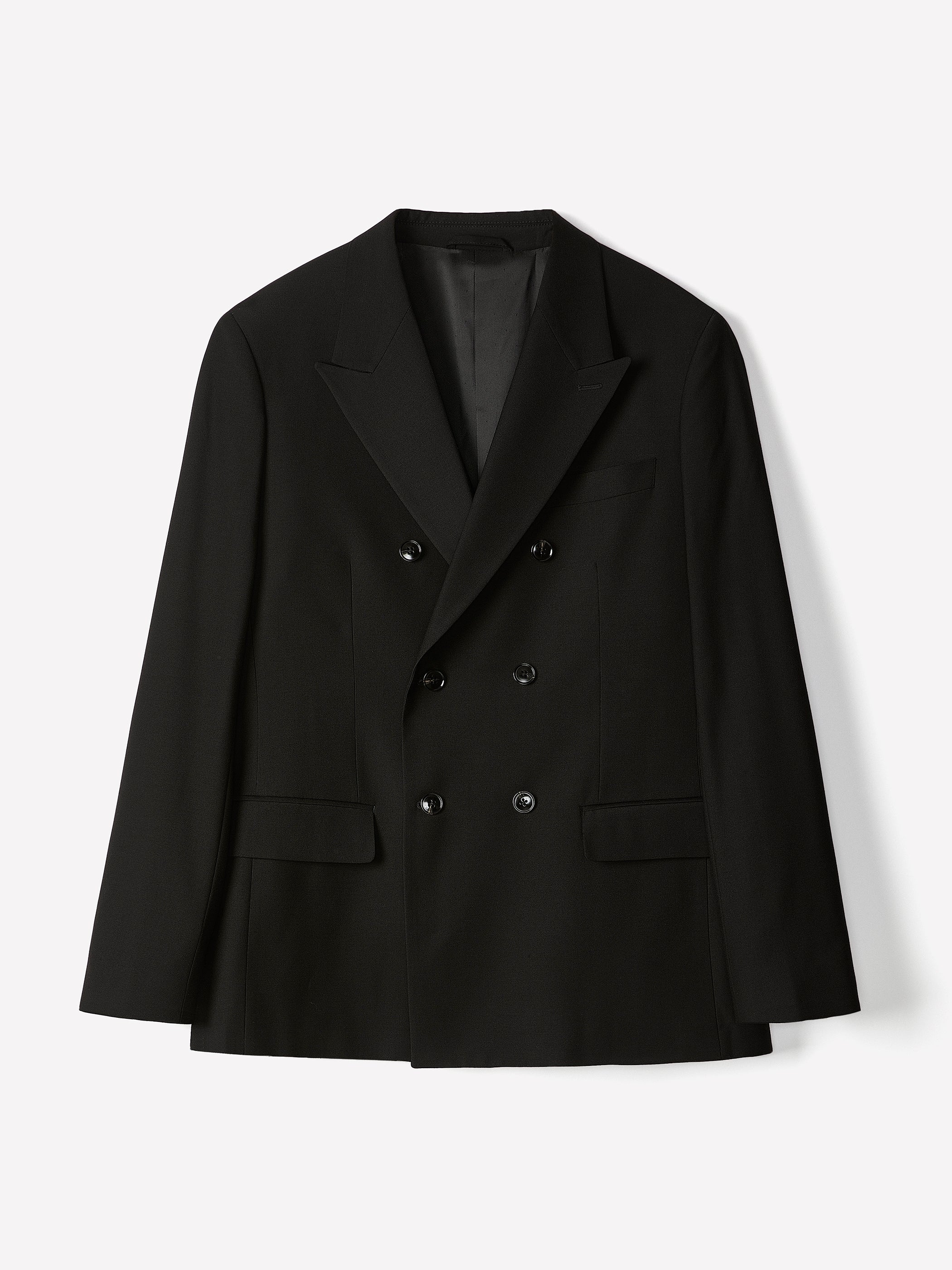 Men's Straight Fit Black Double Breasted Woven Blazer