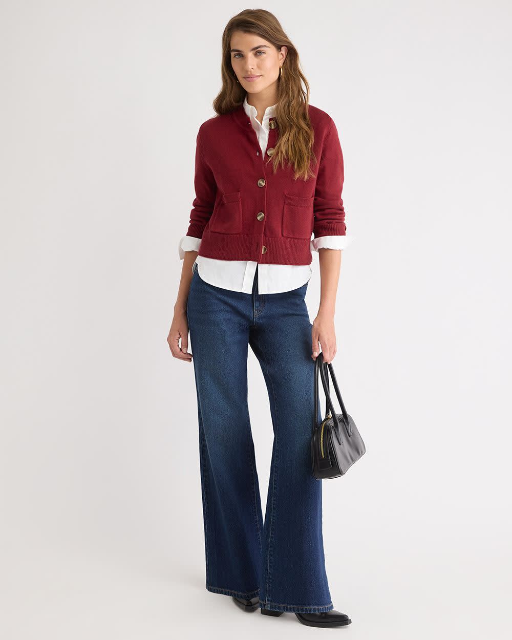 Cardigan Ample Court en Laine Mérinos avec Poches