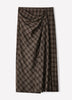 Woven Plaid Draped Maxi Skirt