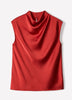 Satin Drapey Neck Extended Sleeve Blouse