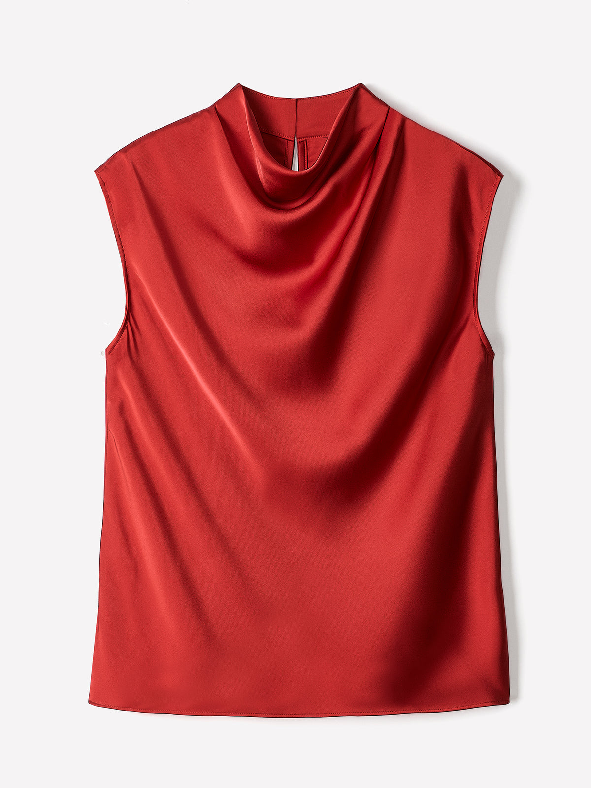 Satin Drapey Neck Extended Sleeve Blouse