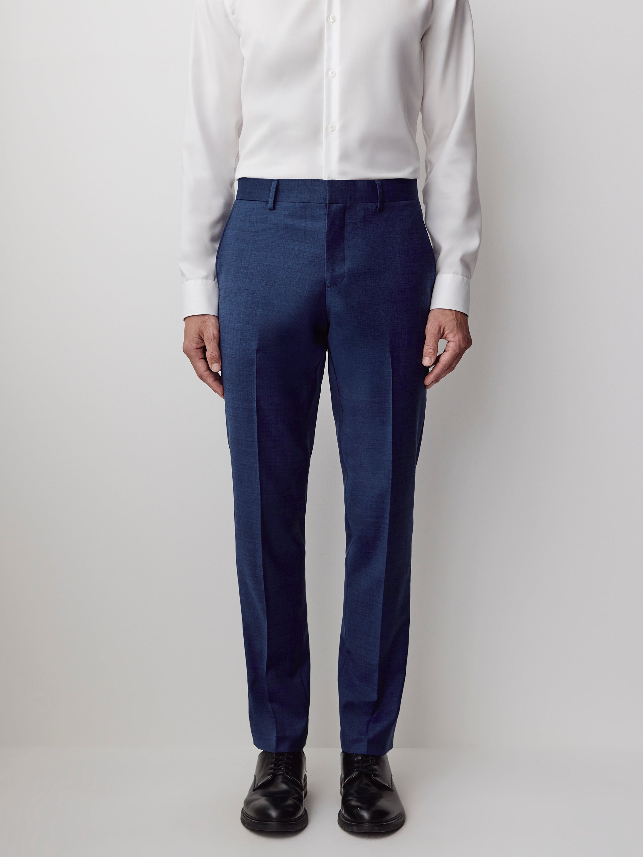 Pantalon de Complet Bleu en Laine à Coupe Étroite