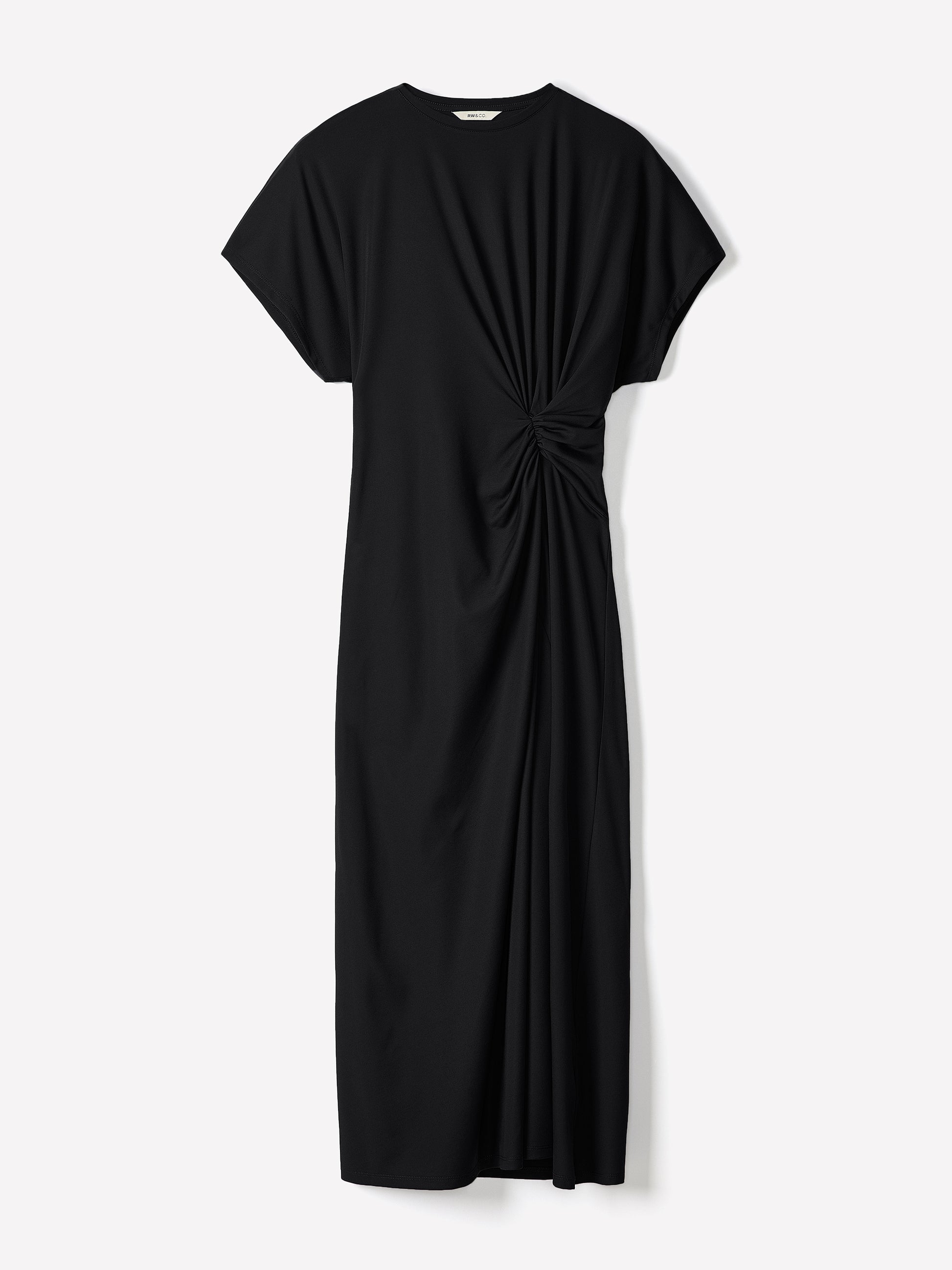 Knit V-Neck Dollman Midi Dress with Silk Blend