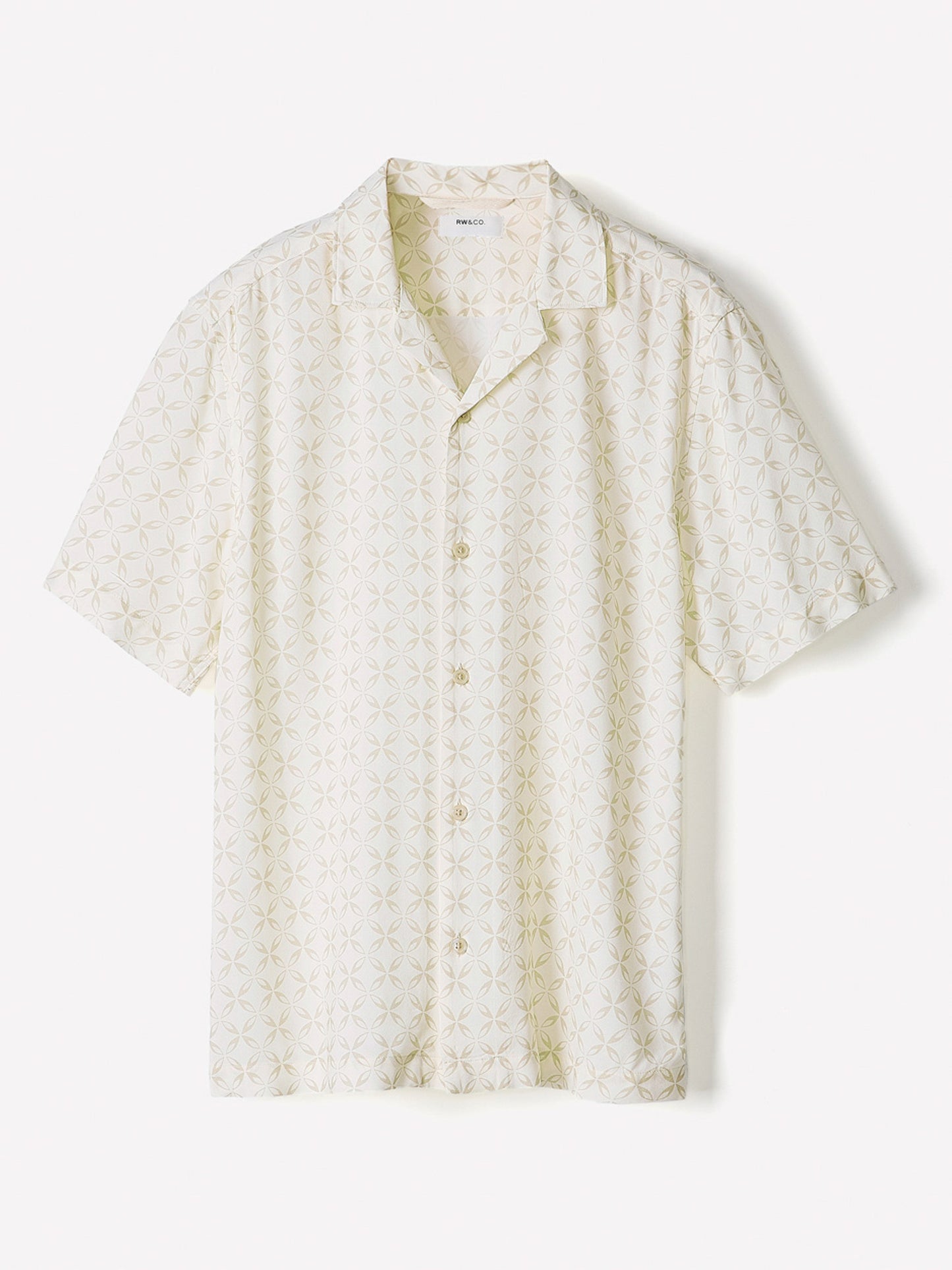 Short-Sleeve Camp-Collar Shirt with Geo Print