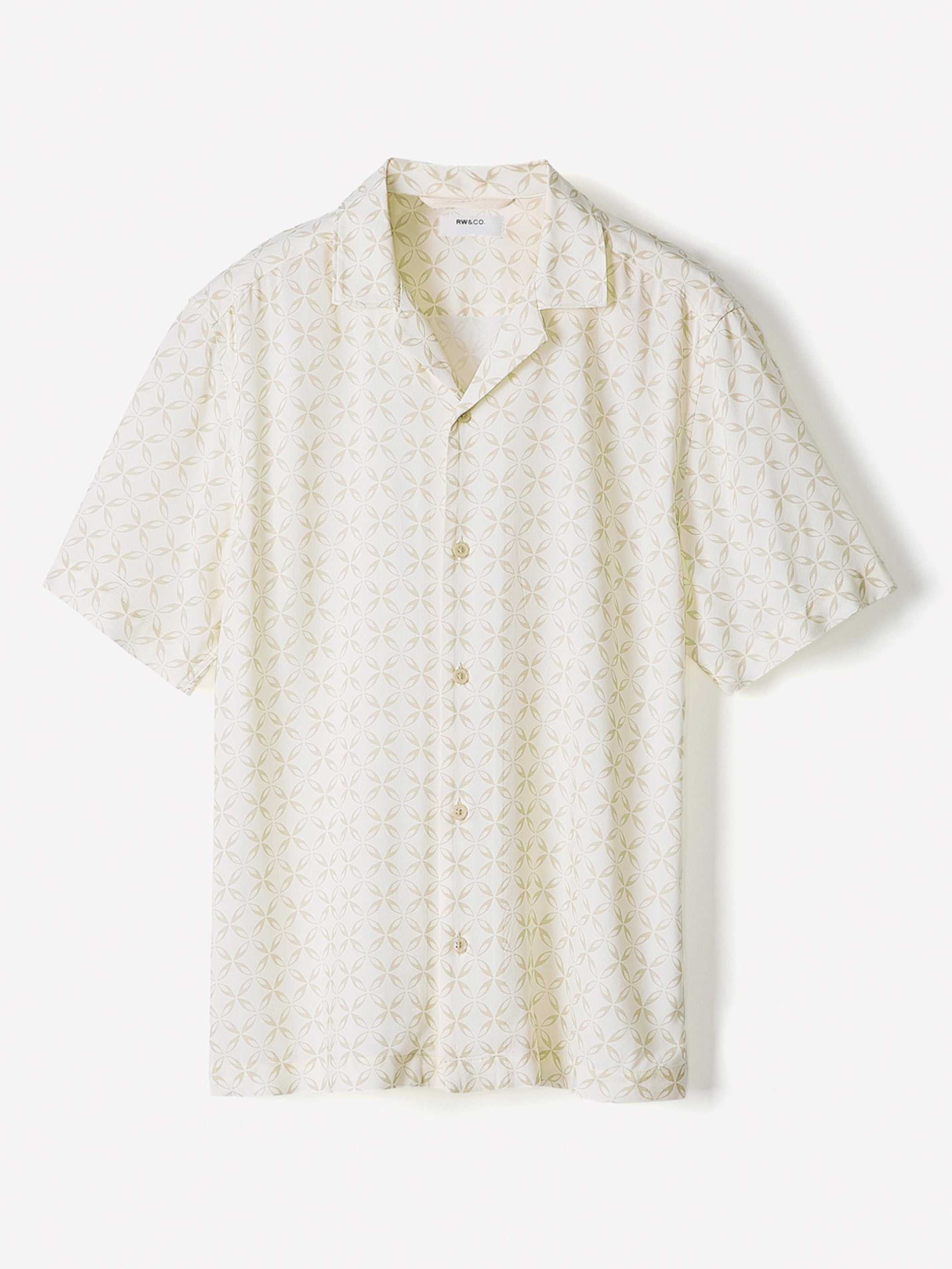 Short-Sleeve Camp-Collar Shirt with Geo Print