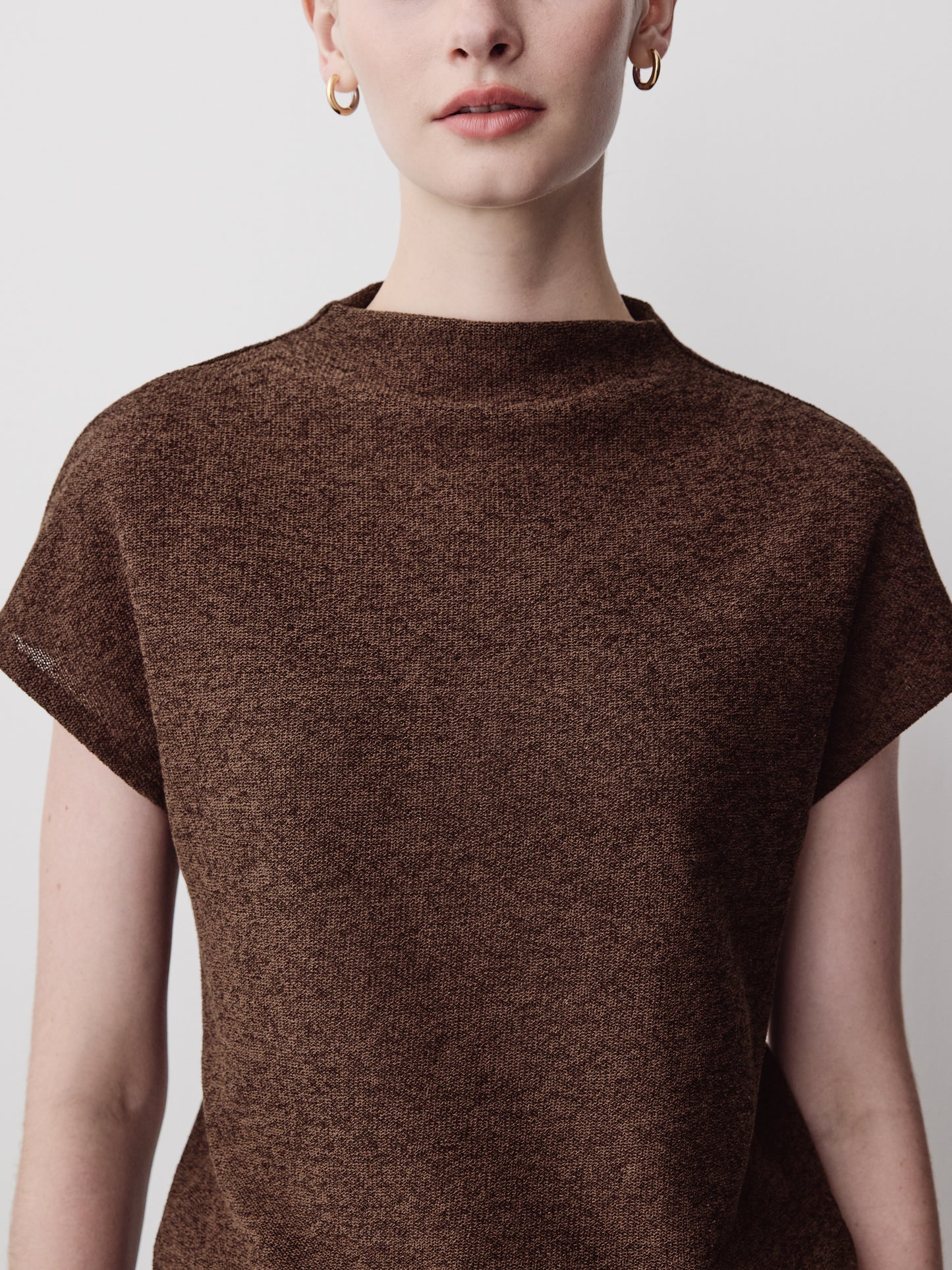 Extended-Sleeve Mock-Neck Textured Top