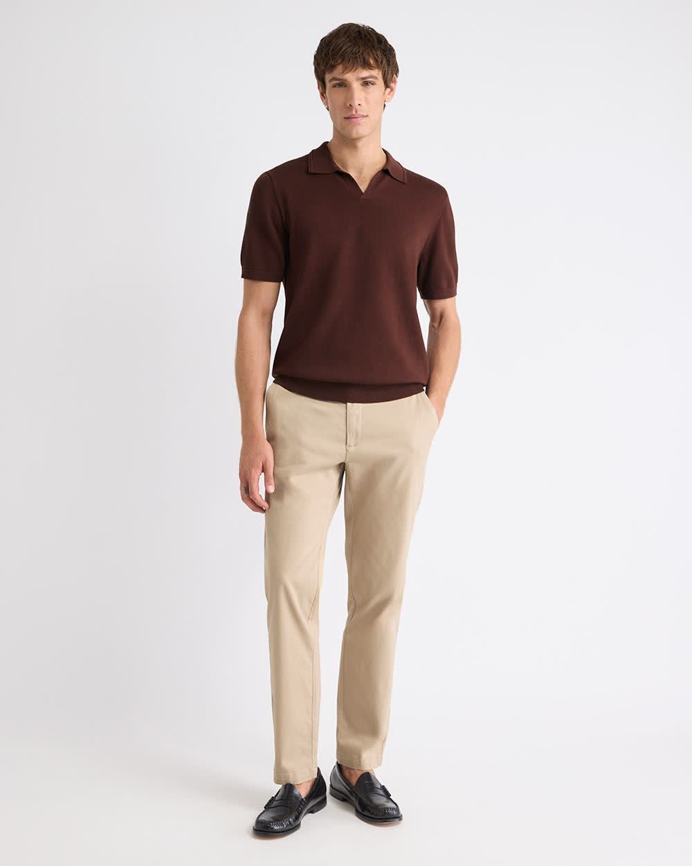 Polo à Manches Courtes en Coton avec Col Johnny