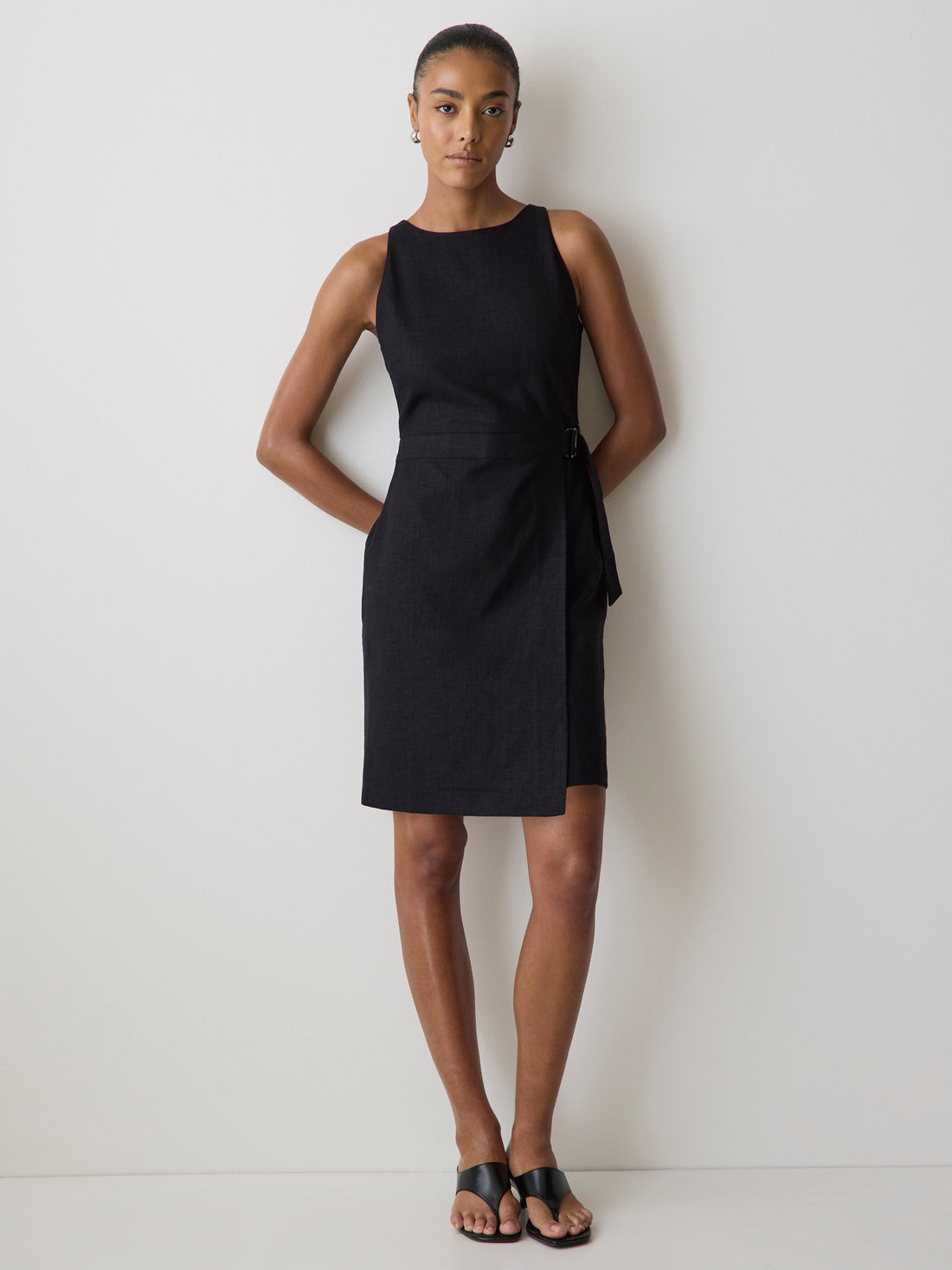 Women's Sleeveless Boat-Neck Linen-Blend Midi Dress RW&CO Women's Sleeveless Boat-Neck Linen-Blend Midi Dress RW&CO