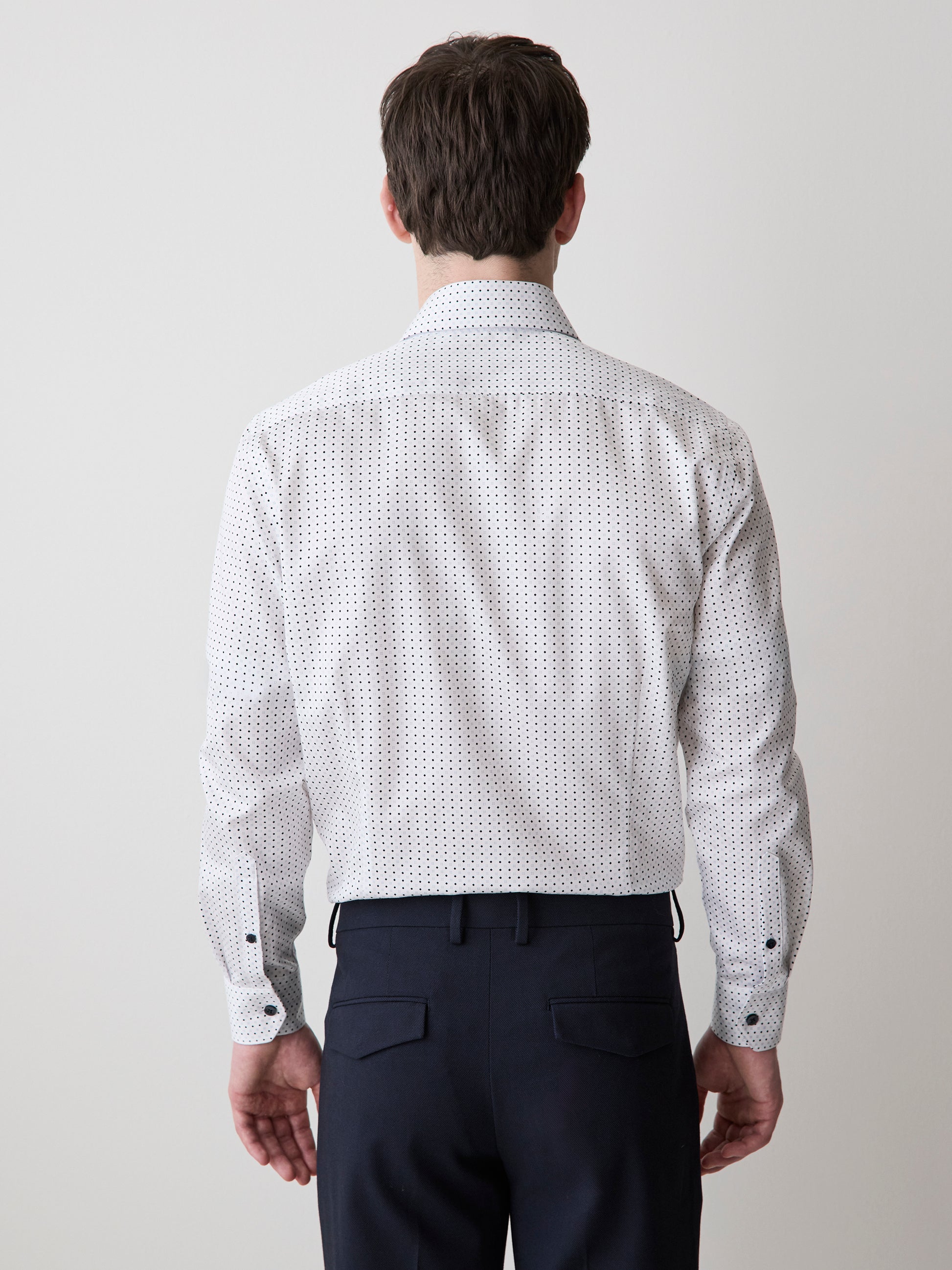 Slim Fit Dress Shirt With Micro Geometric Pattern