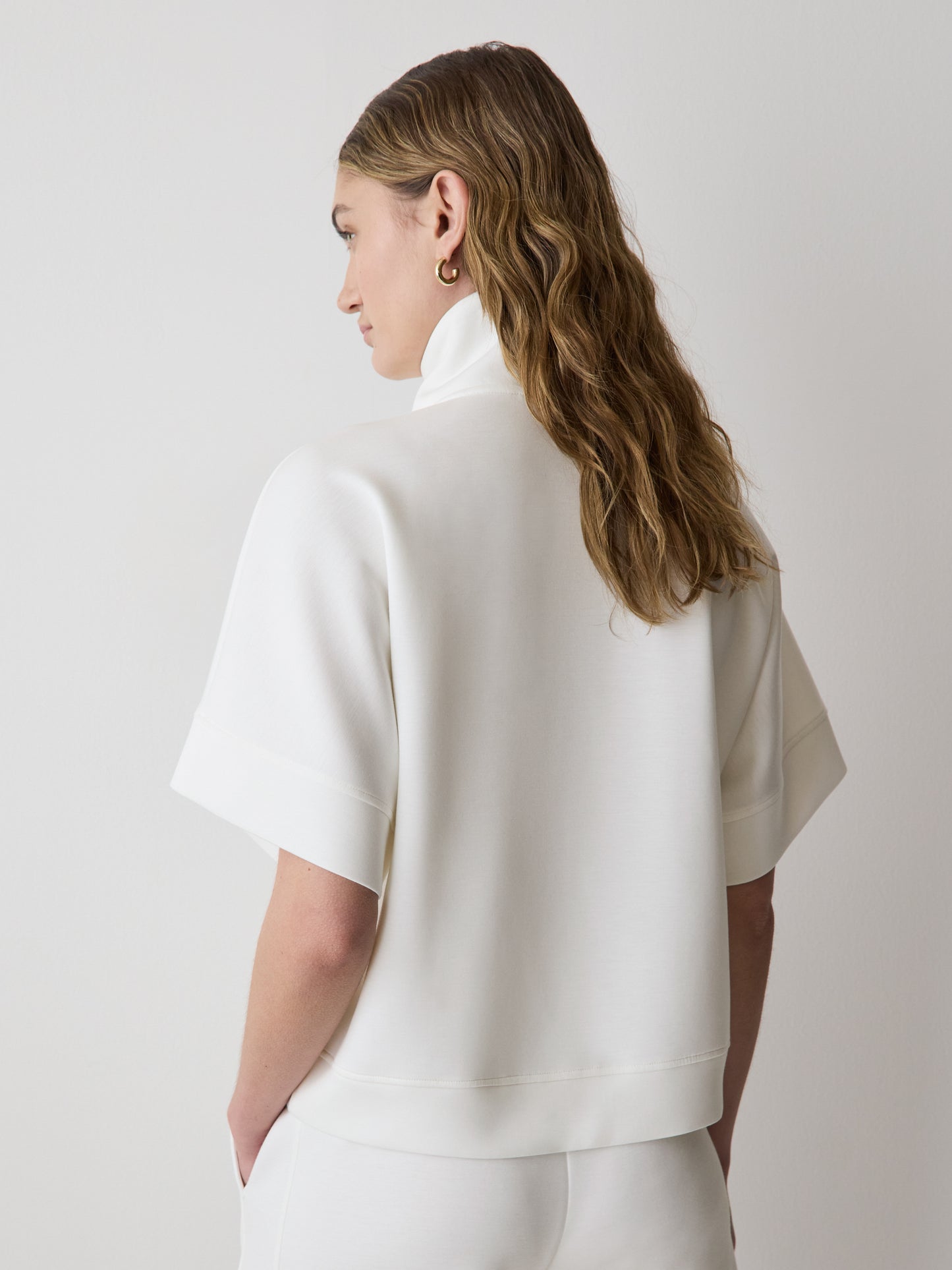 Half-Zip Mock-Neck Top