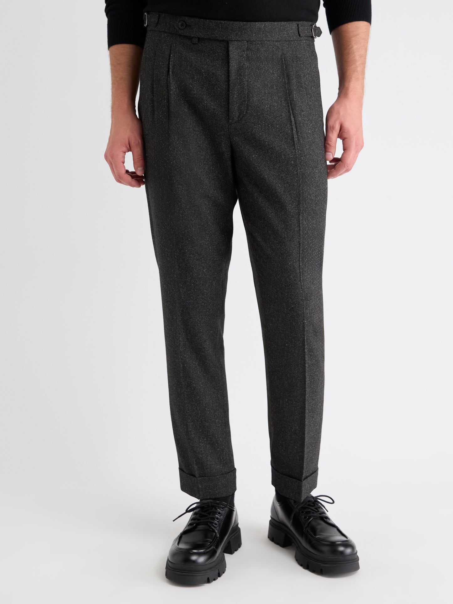 Tweed-Effect Tapered-Leg Pant