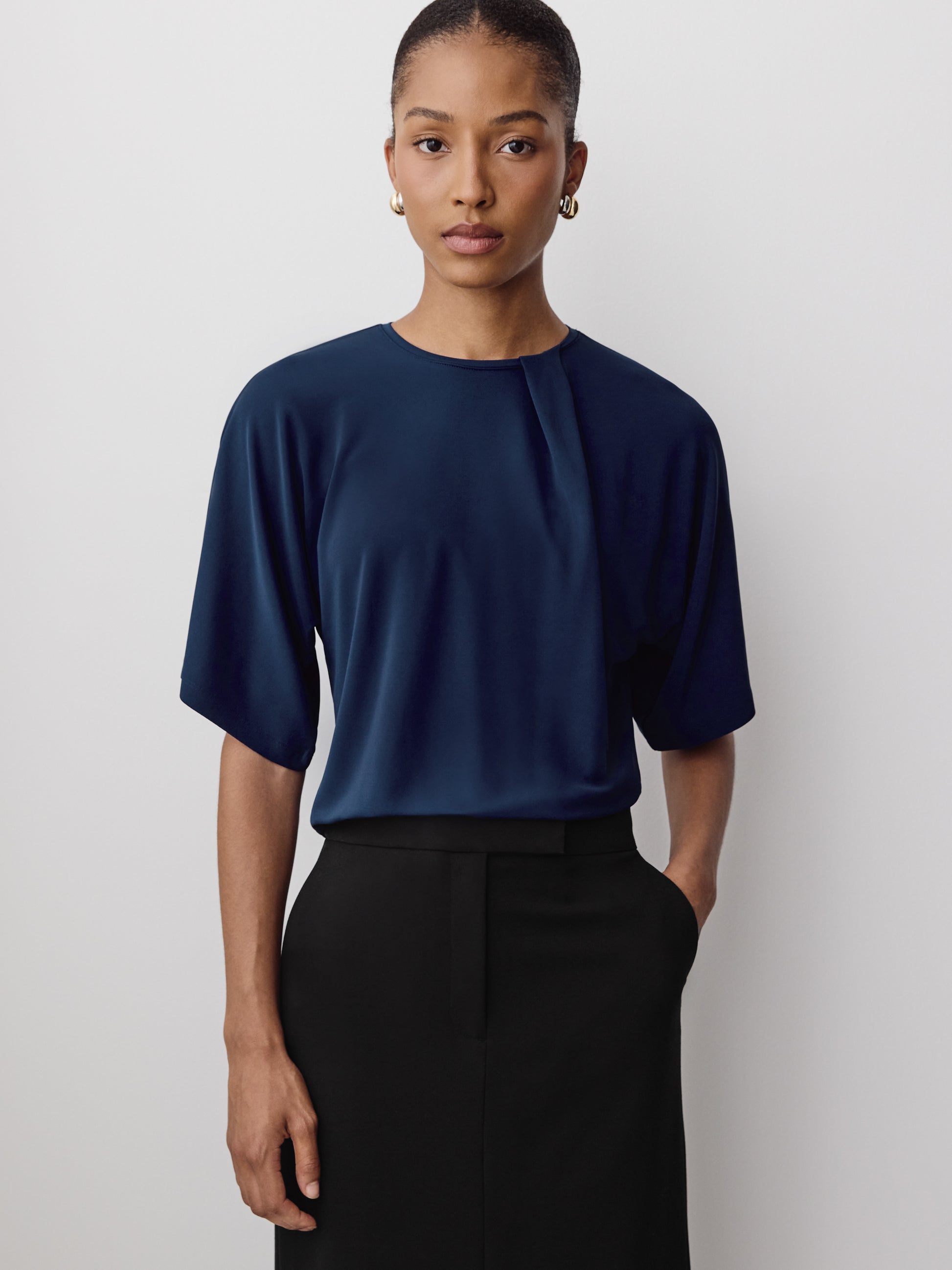 Knit Blouse High Twist Dolman Sleeve
