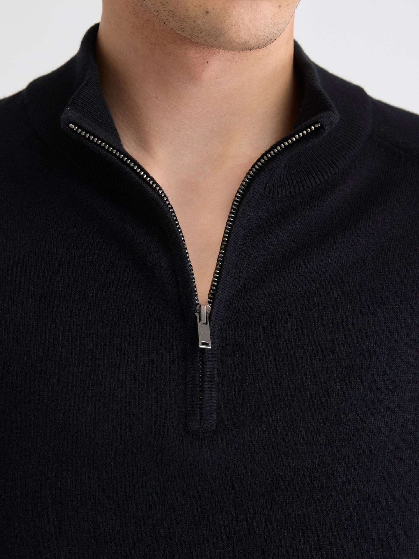 Long-Sleeve Quarter-Zip Mock-Neck Sweater