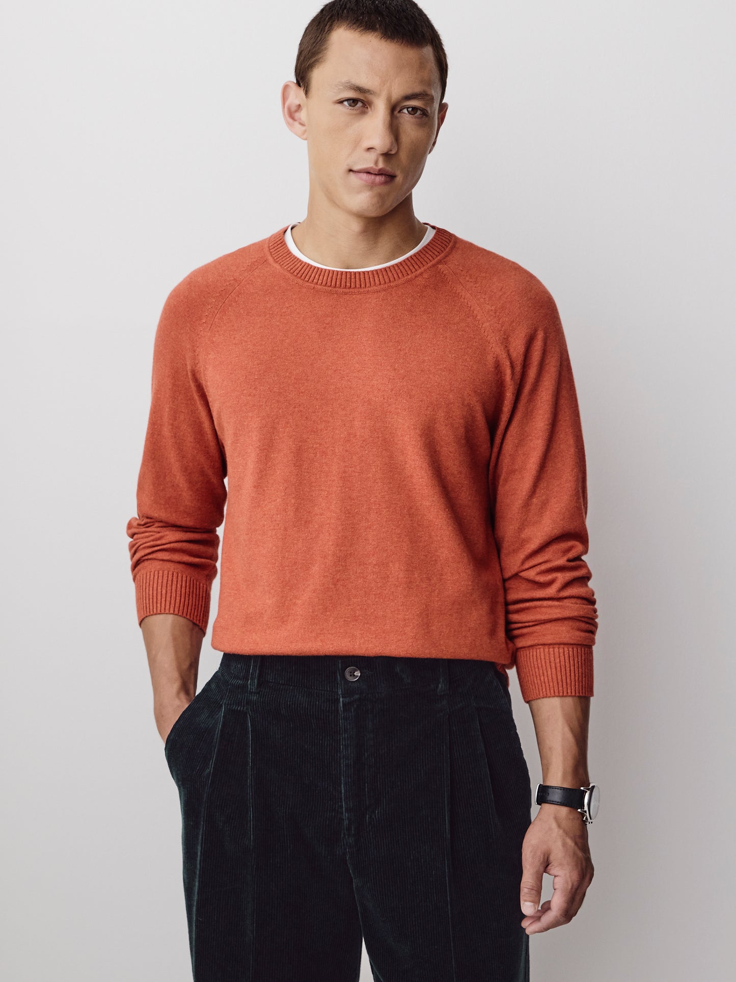 Men's Knit Crewneck Sweater Cotton Blend