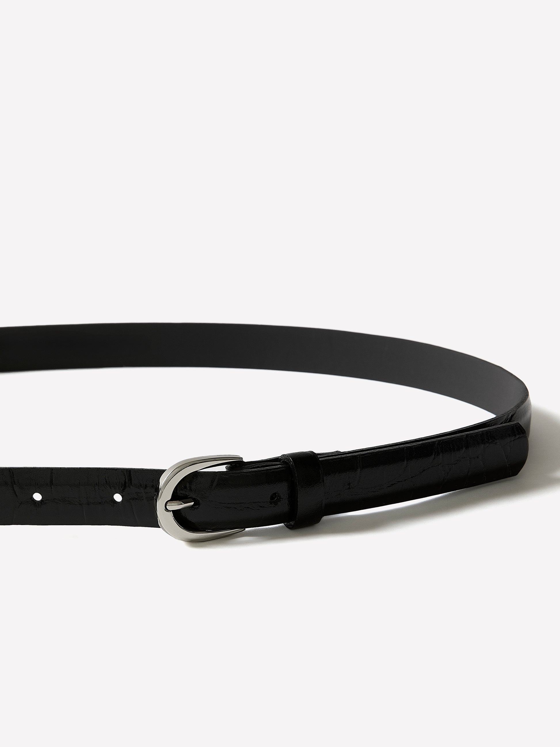 Leather Belt with Croco Texture