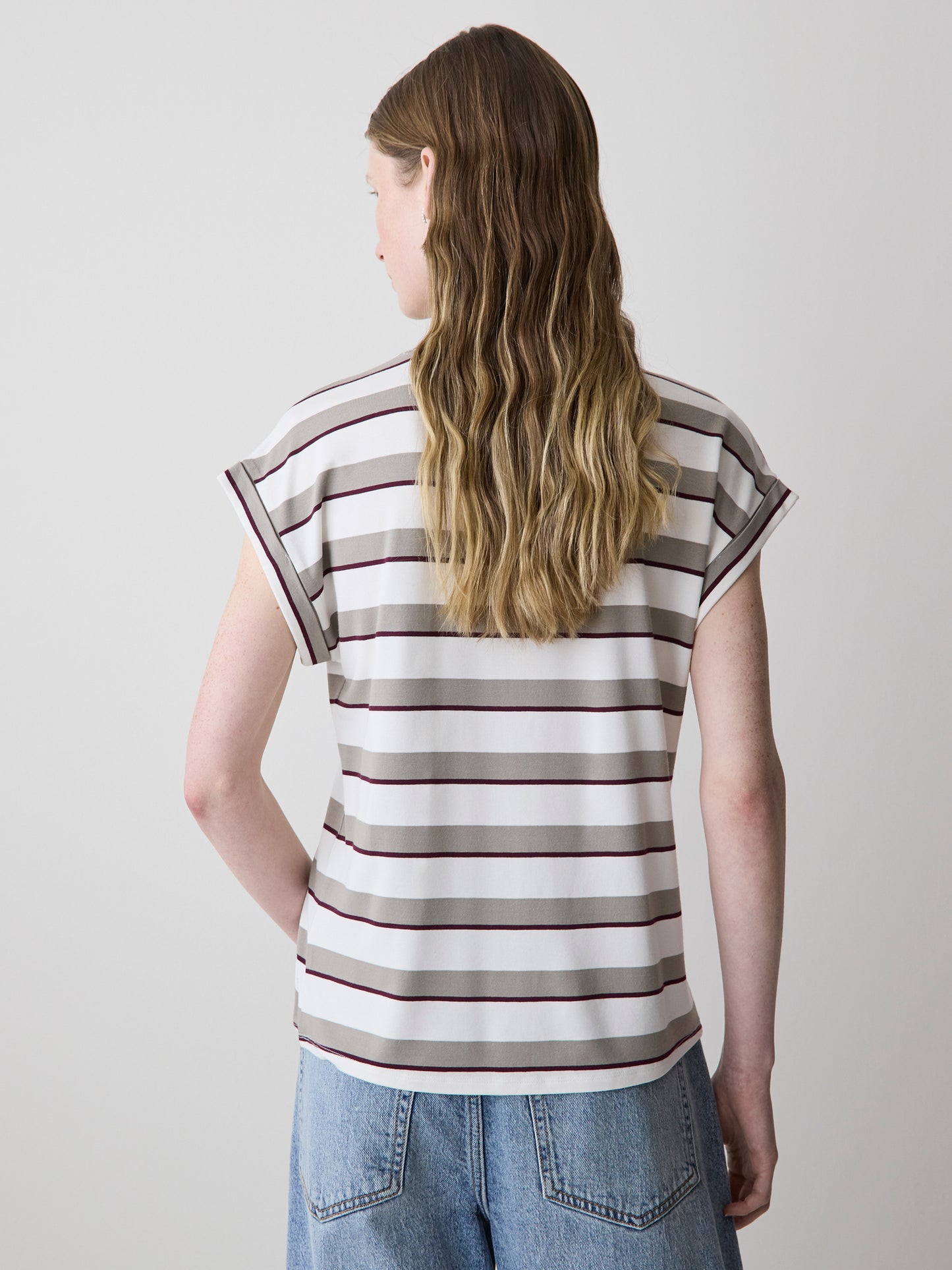 Striped Extended-Sleeve Crew-Neck Tee