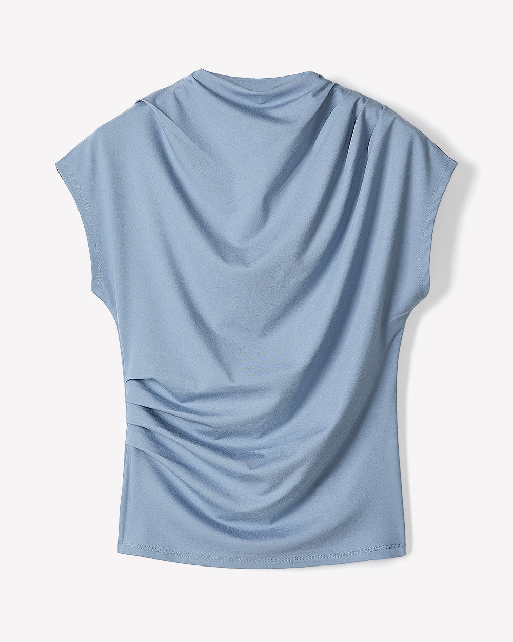 Extended-Sleeve Crew-Neck Draped Top
