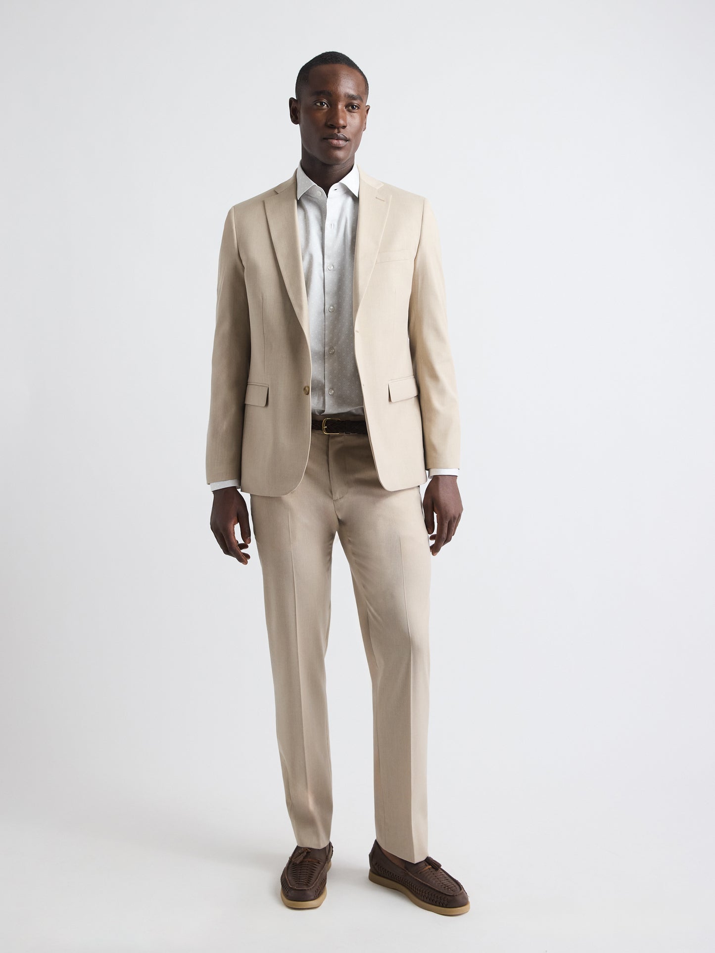 Tailored-Fit Beige Suit Pant
