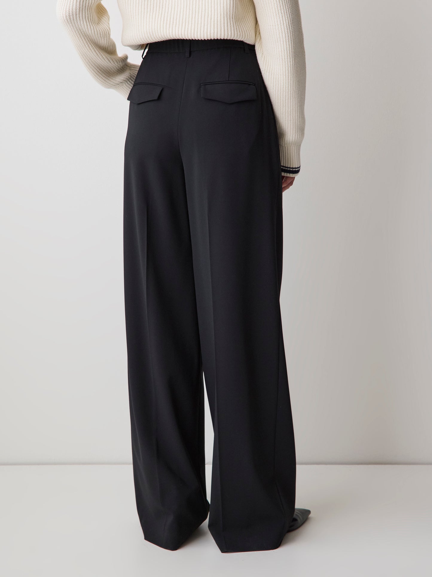 High-Rise Wide-Leg Twill Pant