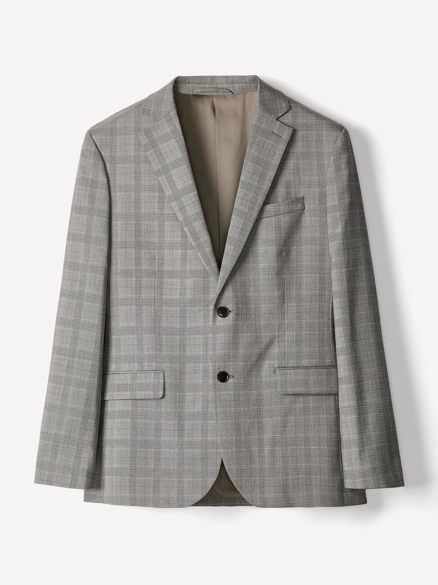 Slim-Fit Checkered Grey Suit Blazer