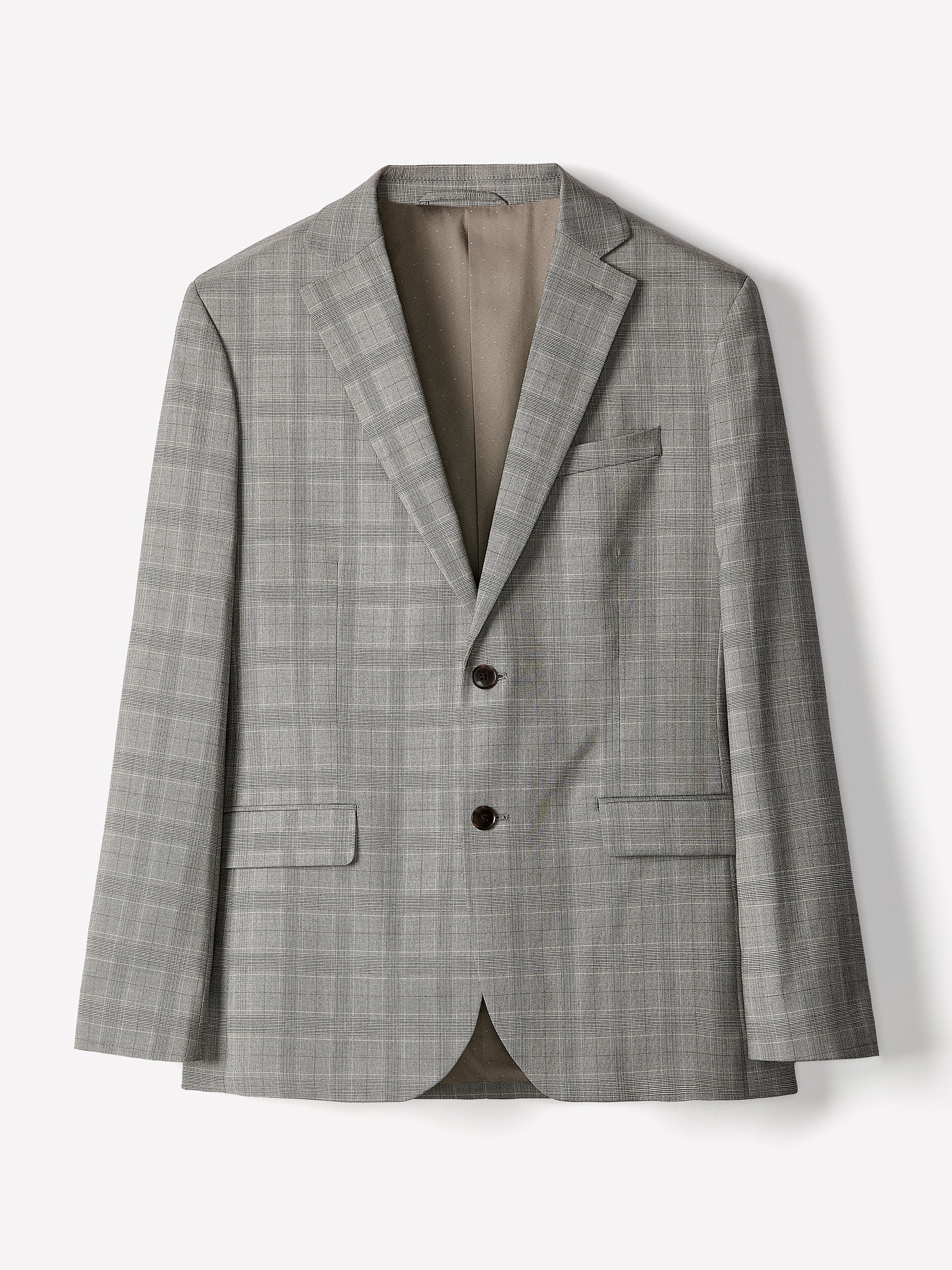 Slim-Fit Checkered Grey Suit Blazer
