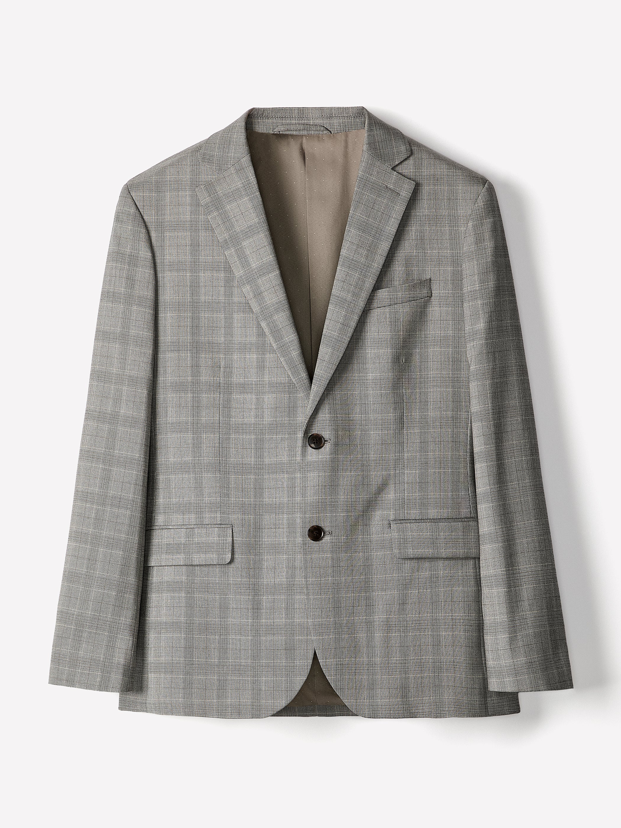 Slim-Fit Checkered Grey Suit Blazer