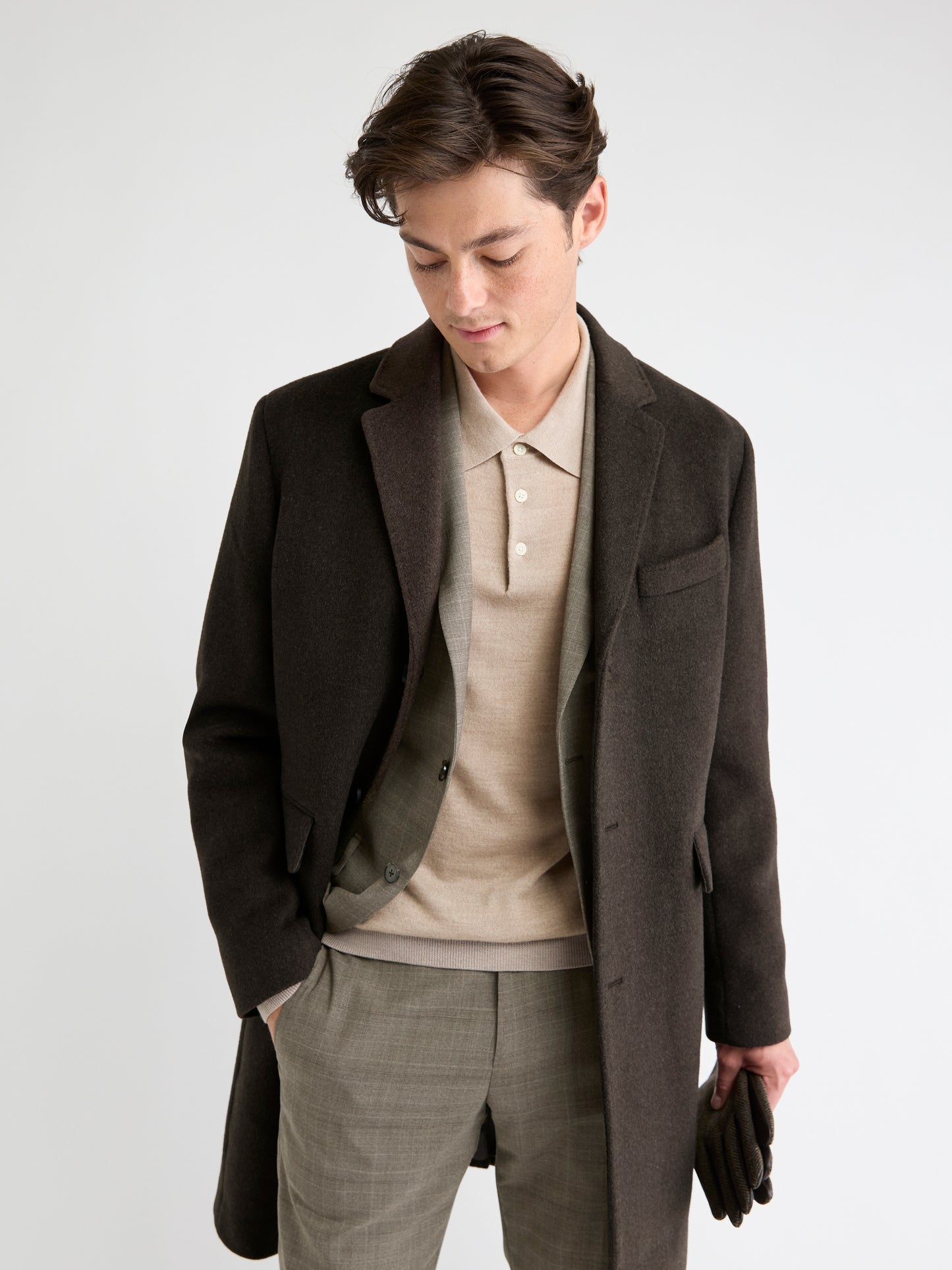 Wool and Cashmere Coat with Tailored Collar