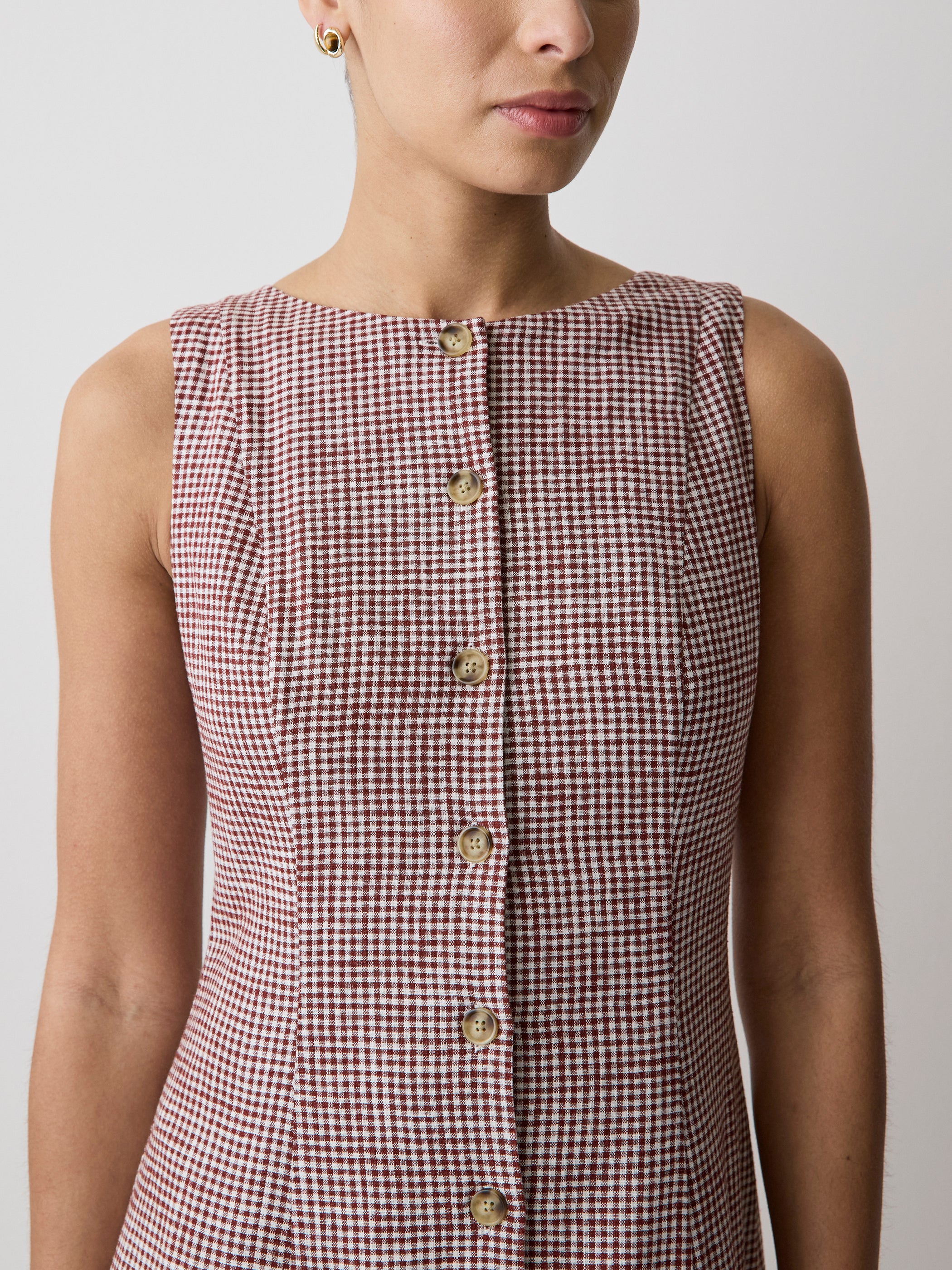 Sleeveless Crew-Neck Linen-Blend Midi Dress