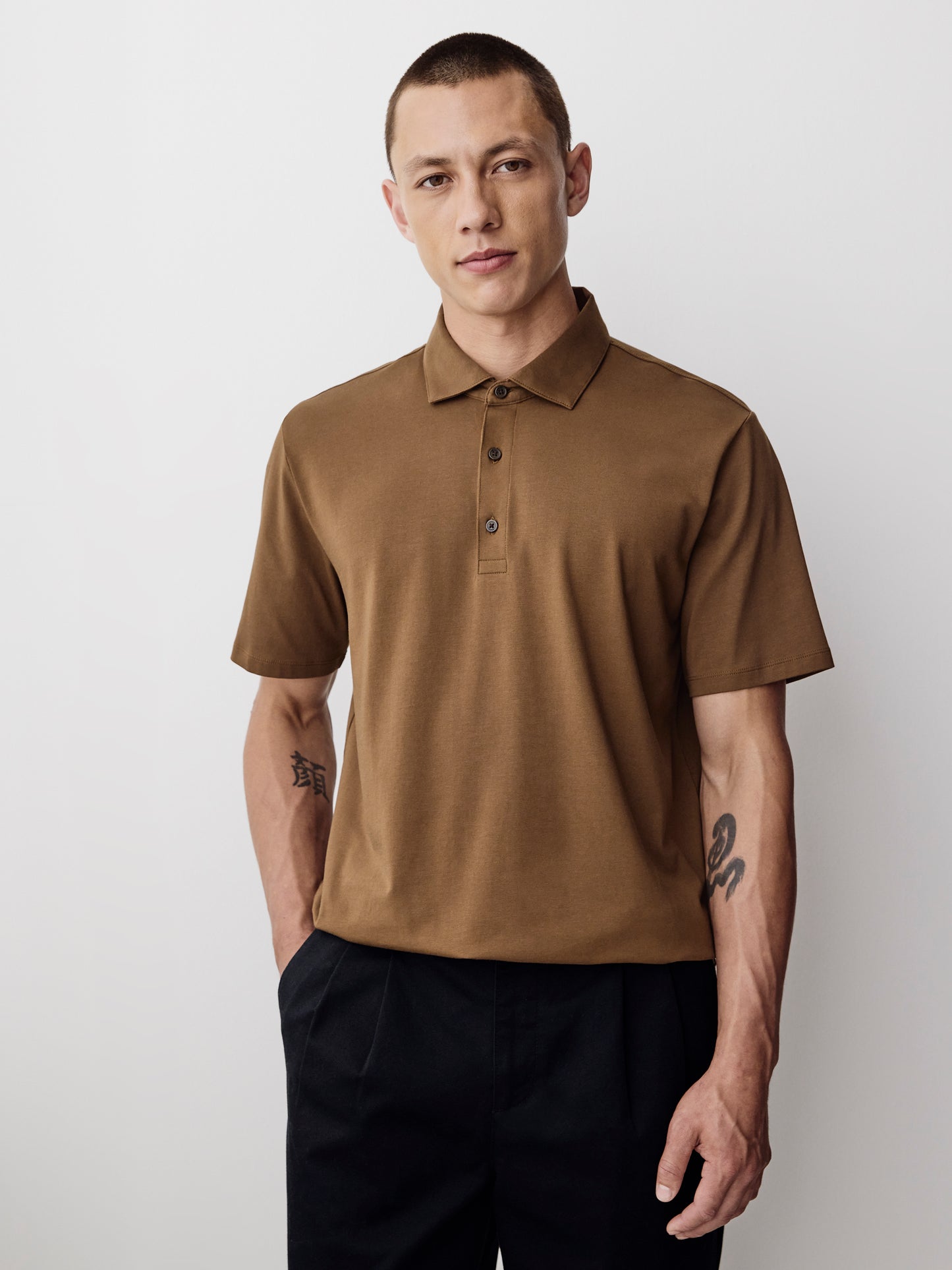 Men's Knit Tailored Collar Polo Shirt Supima Cotton