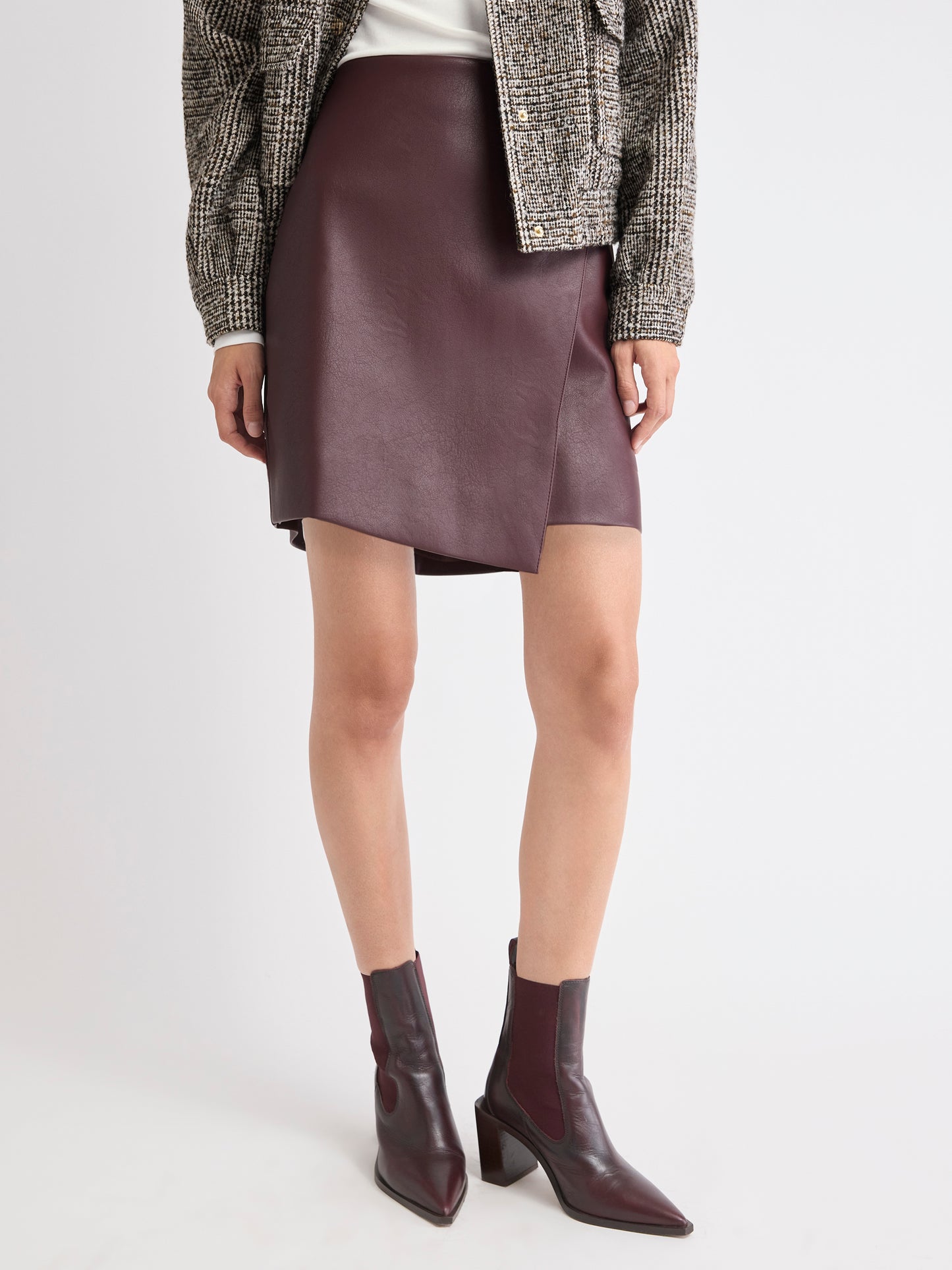 Faux Leather Mini Wrap Skirt
