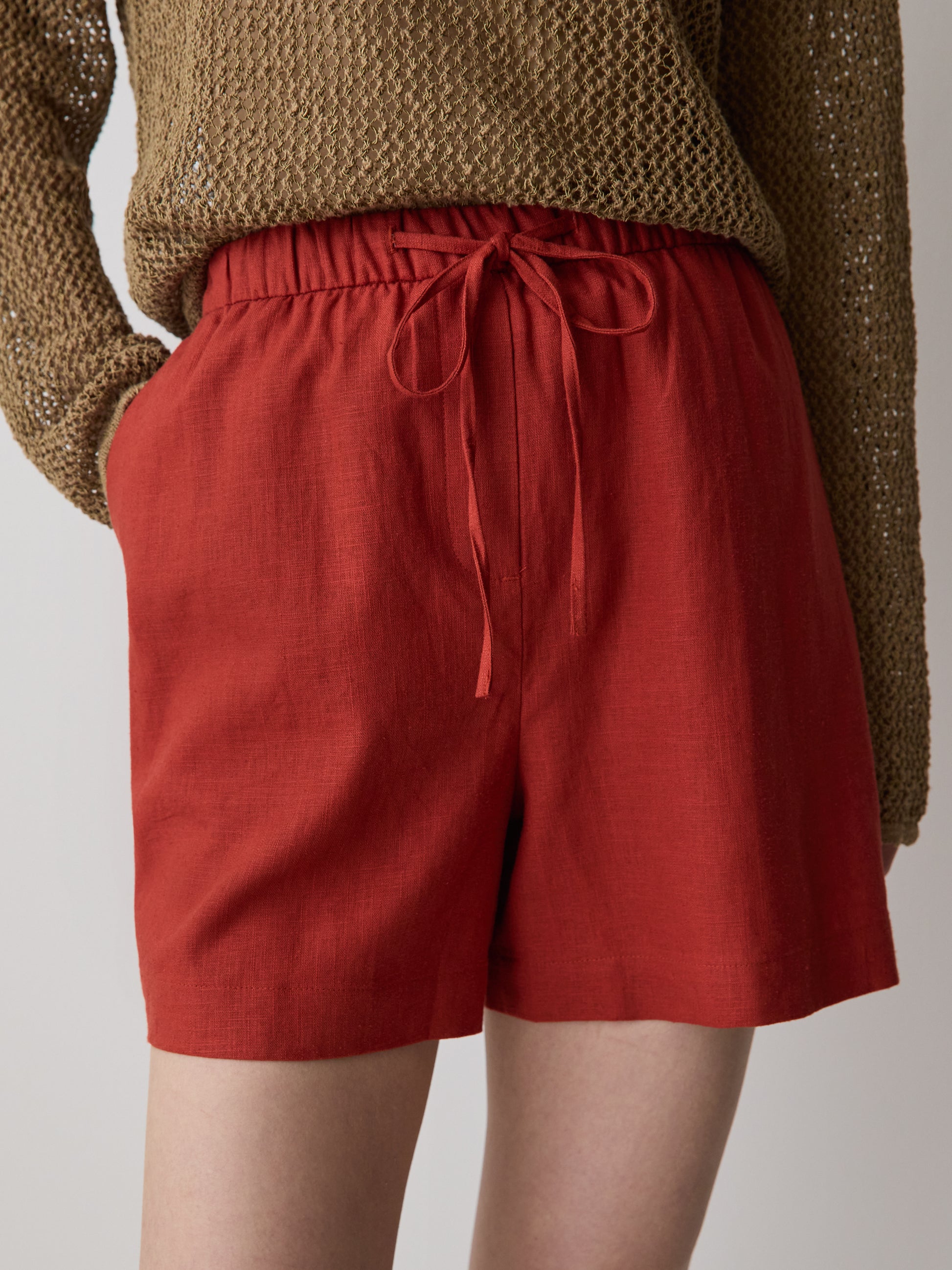 Linen-Blend Mid-Rise Pull-On Short
