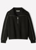 Long-Sleeve Half-Zip Mock-Neck Top