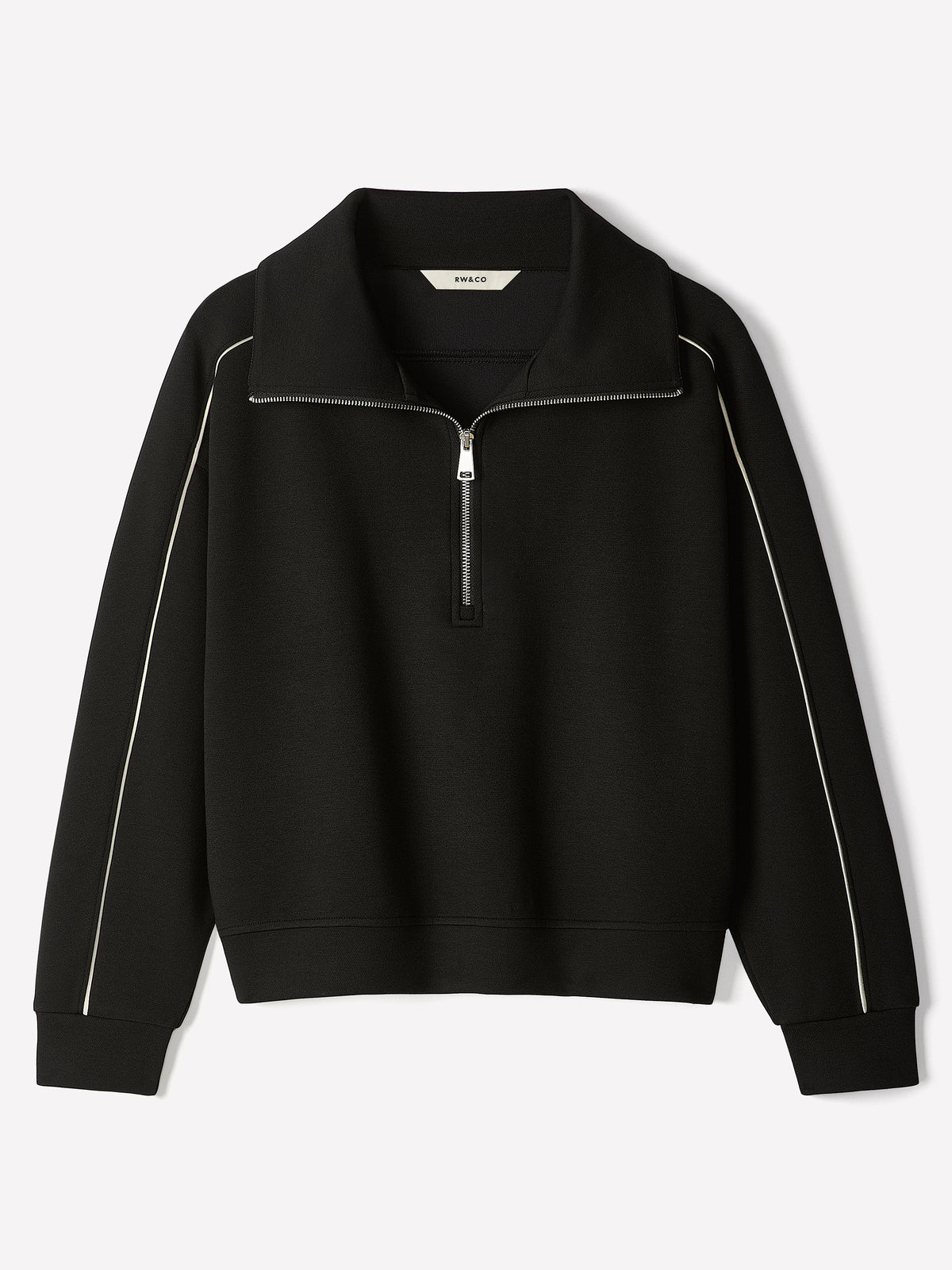 Long-Sleeve Half-Zip Mock-Neck Top