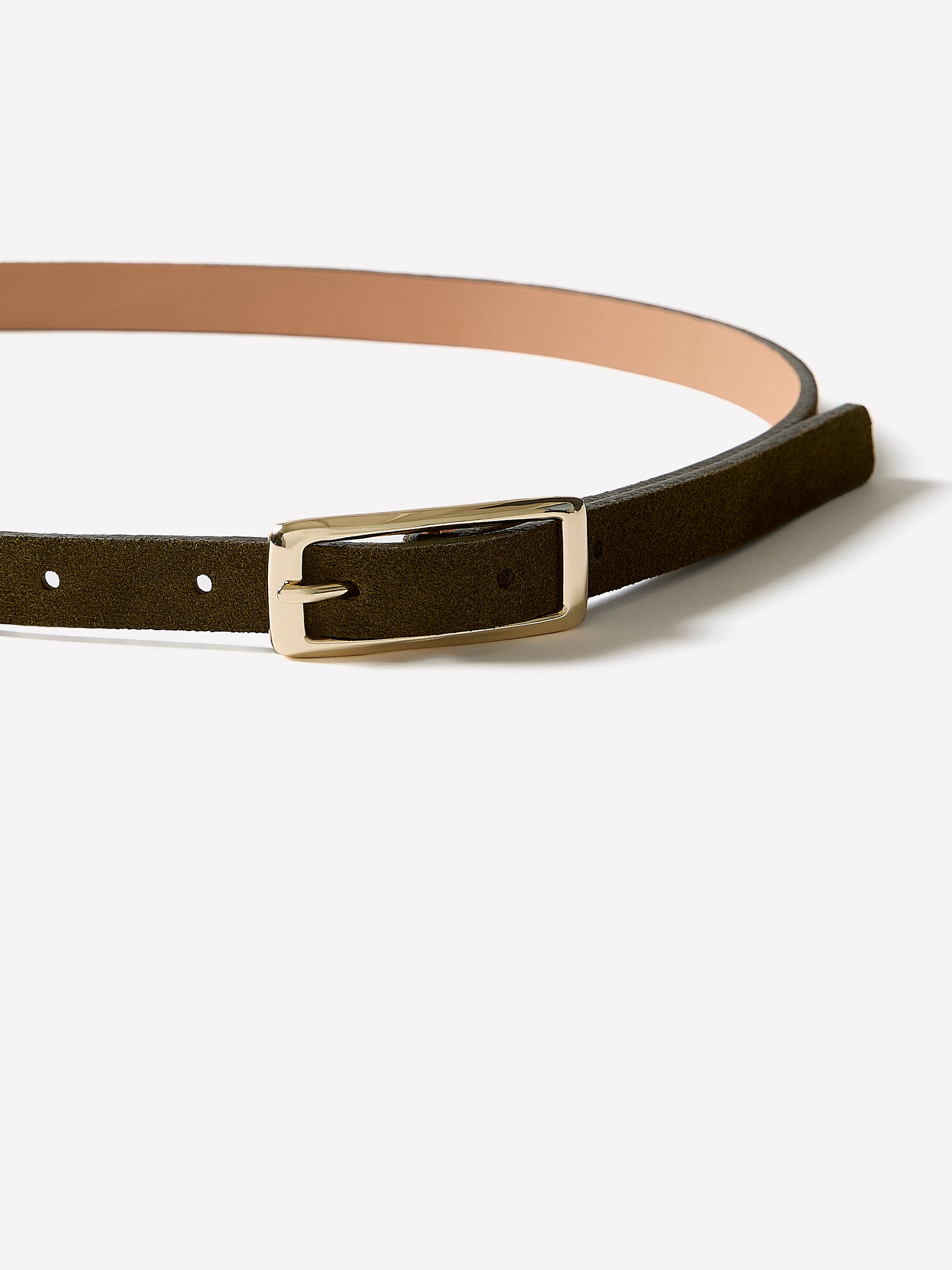 Slim Suede Belt with Square Buckle